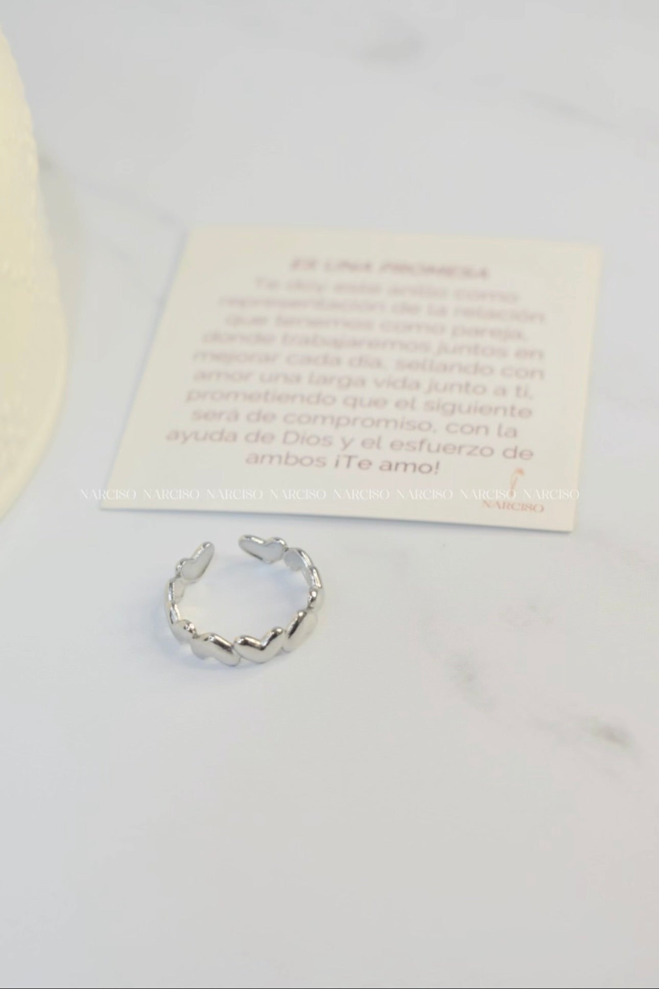 Anillo corazones plateado