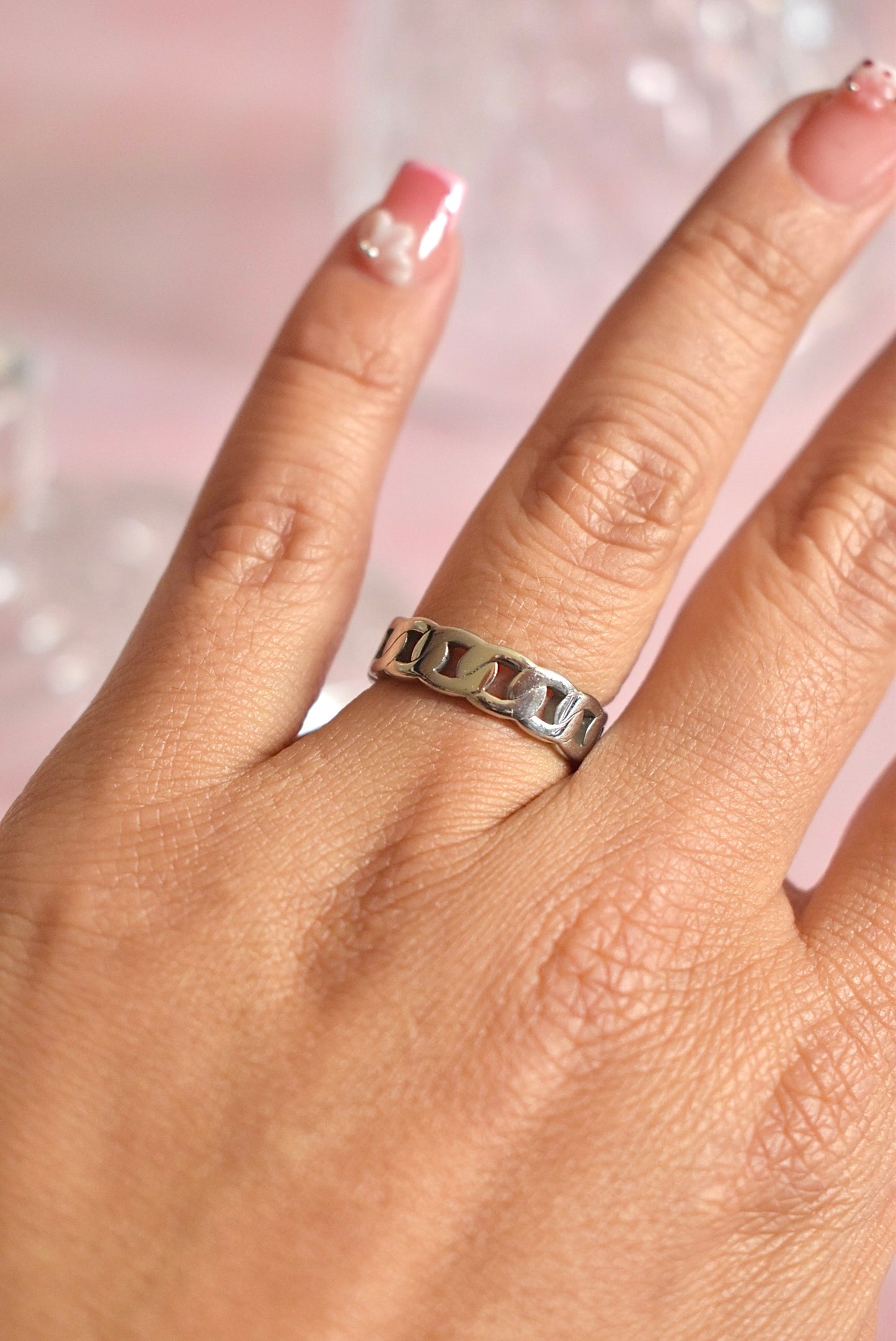Anillo cadena plateado