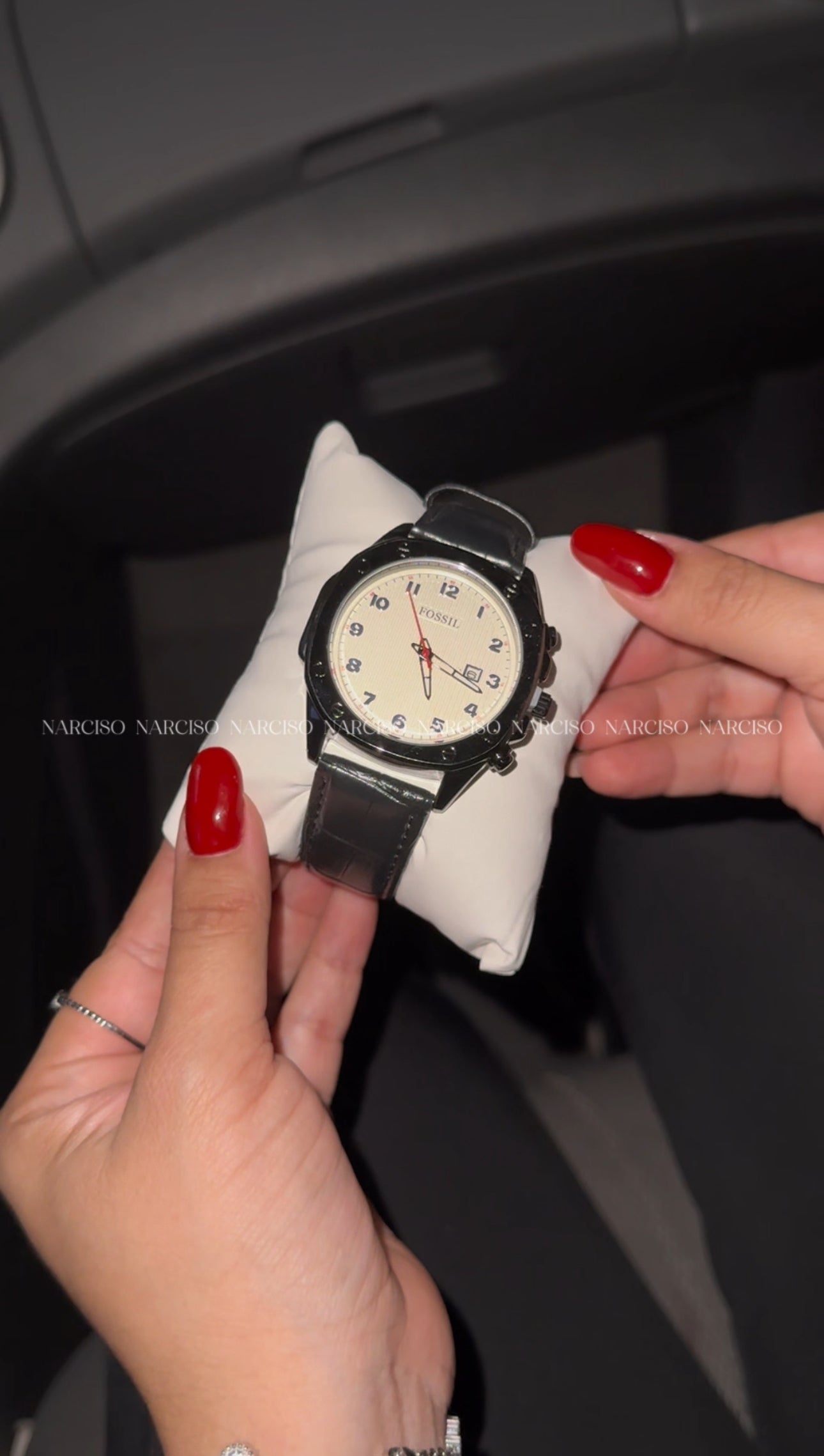Fossil negro con blanco