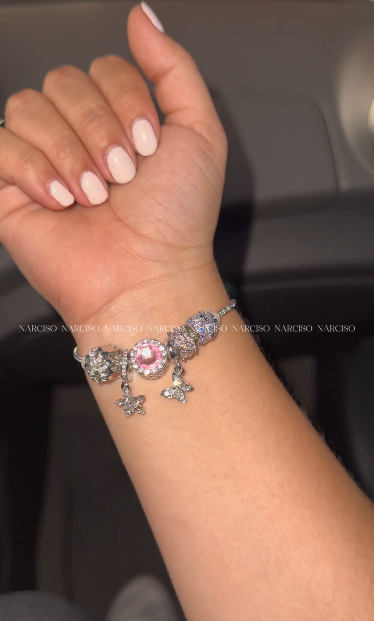 Pandora rosa mariposa, flor y estrella