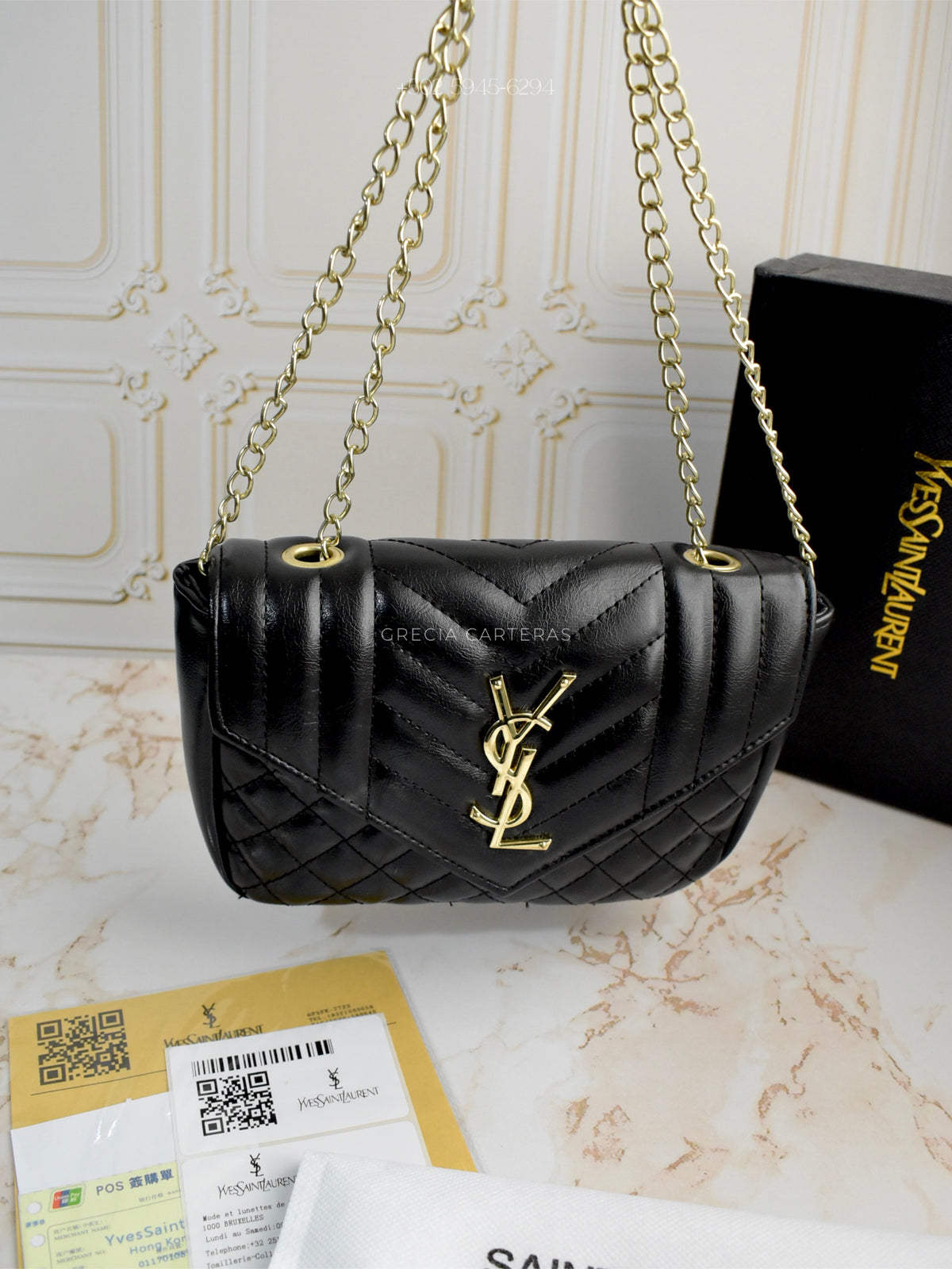 YSL negra de cuerina