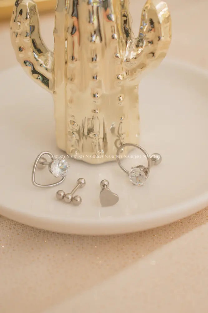 Corazón Con Circonia Plateado Piercings