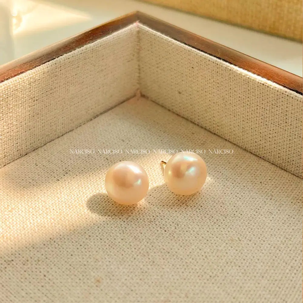 Perlas Studs En Dorado Caballero