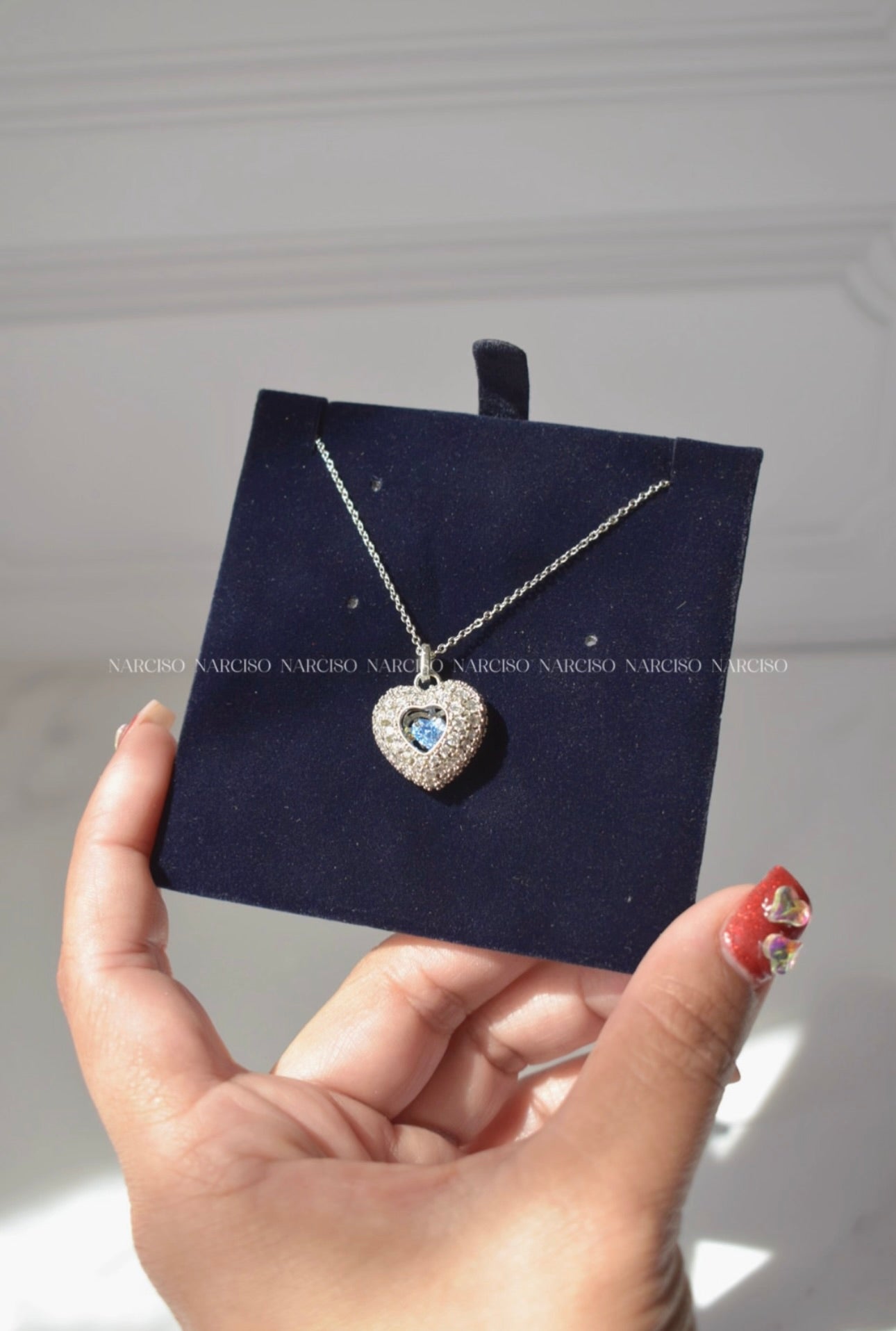 Corazón plateado Swarovski