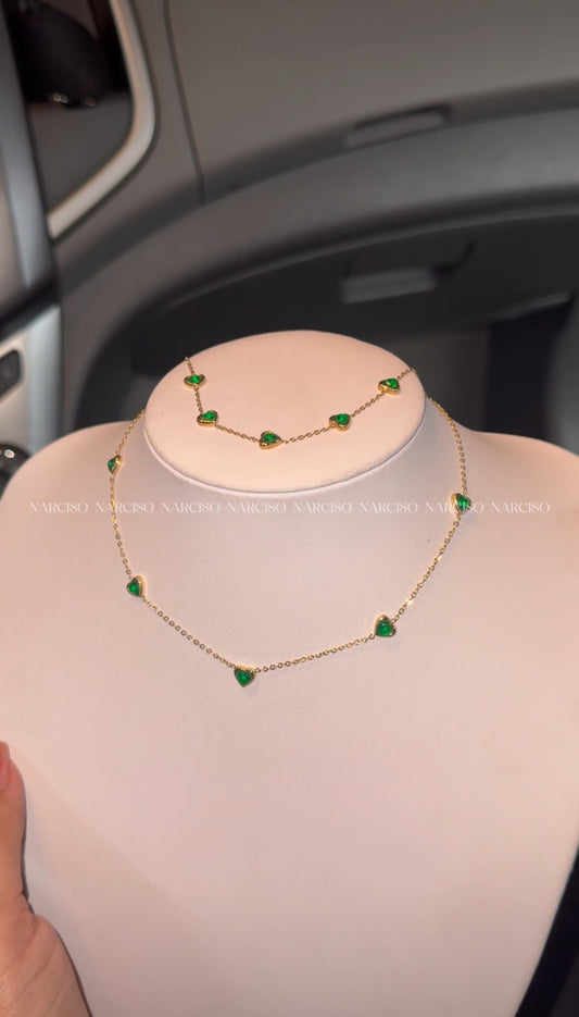 Collar y pulsera verde
