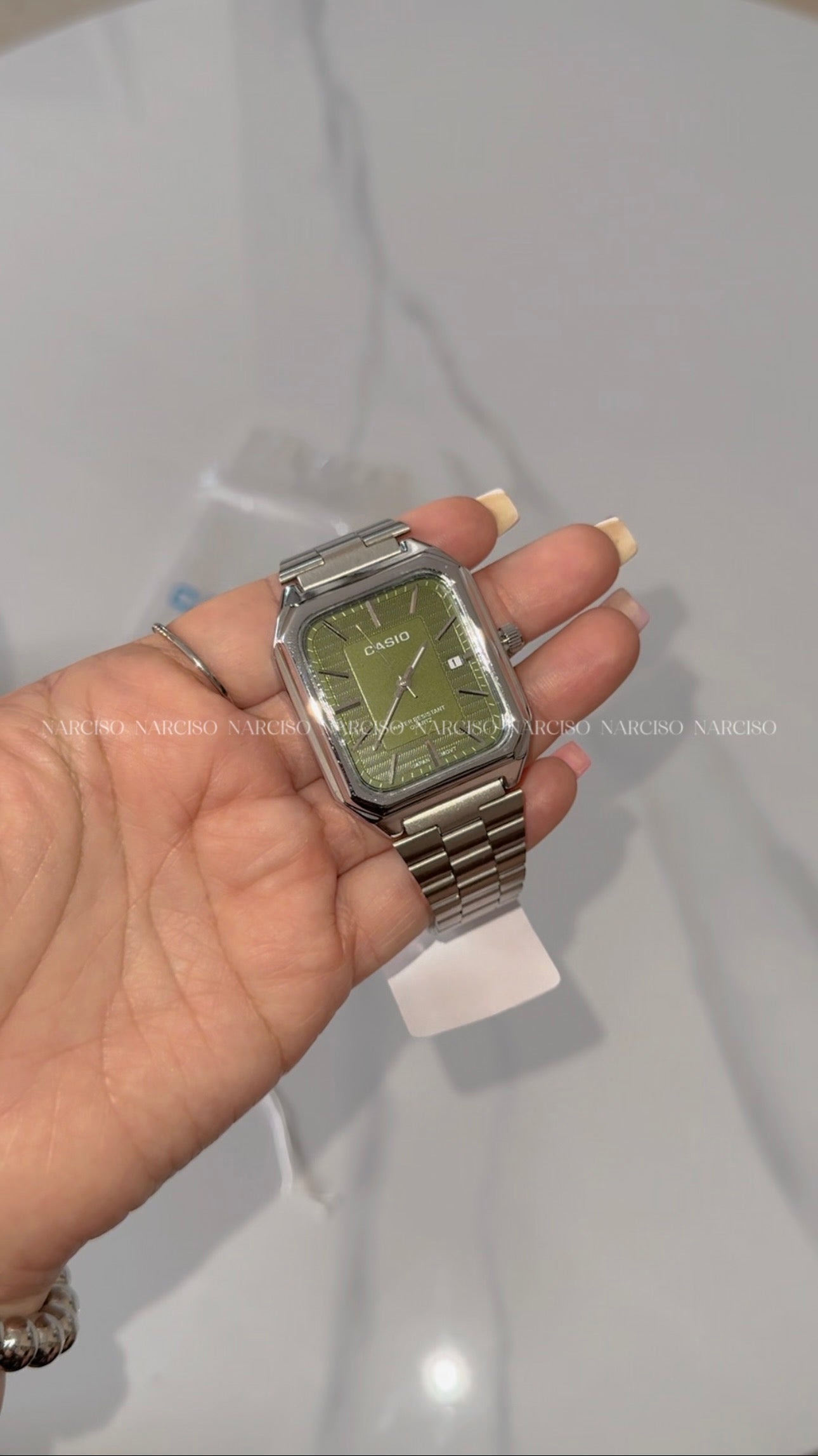 Casio verde plateado caballero