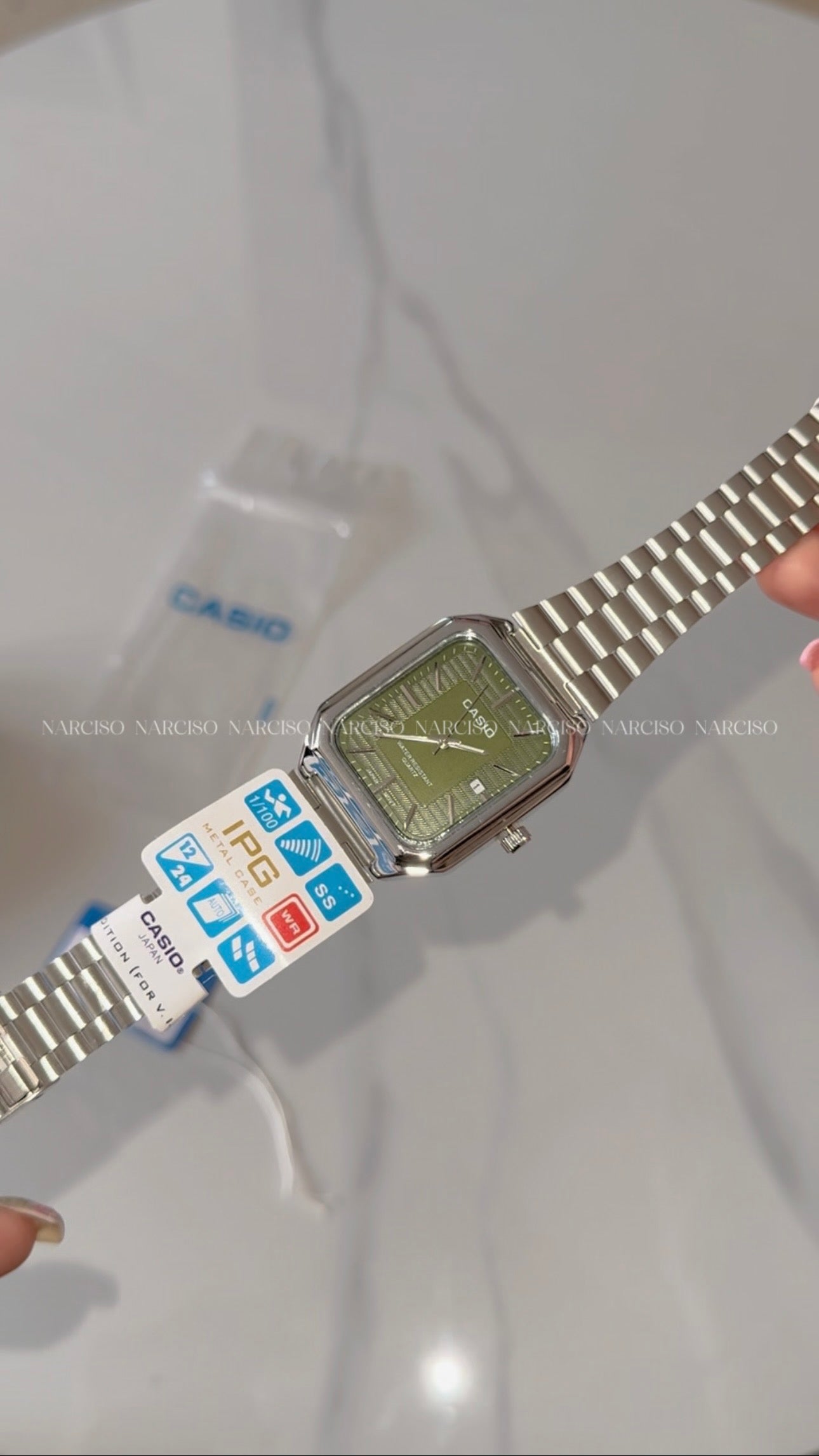 Casio verde plateado caballero