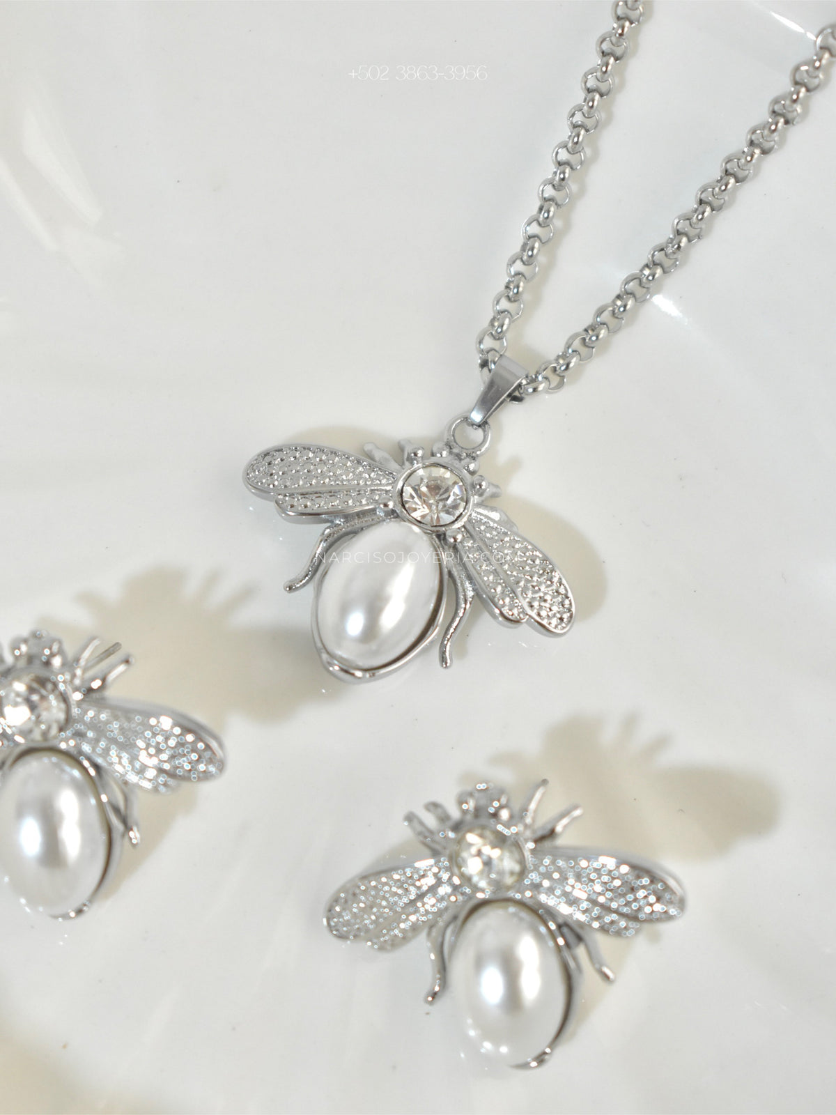 Set de abejas plateado