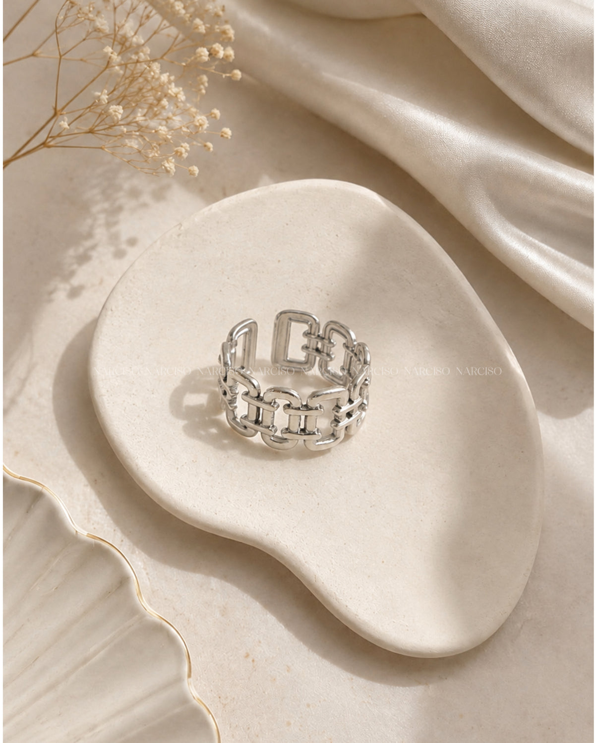 Anillo cadena plateado