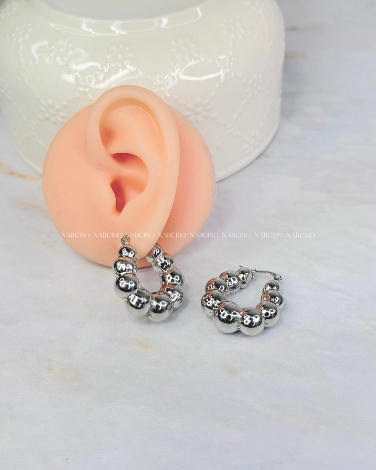 Aretes chunkys plateados