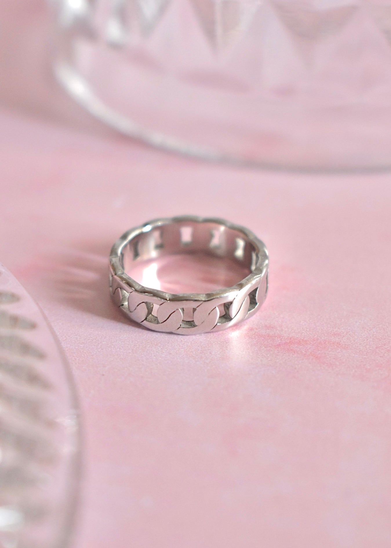Anillo cadena plateado