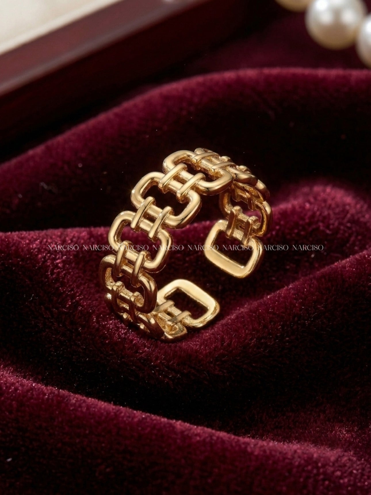 Anillo cadena dorado