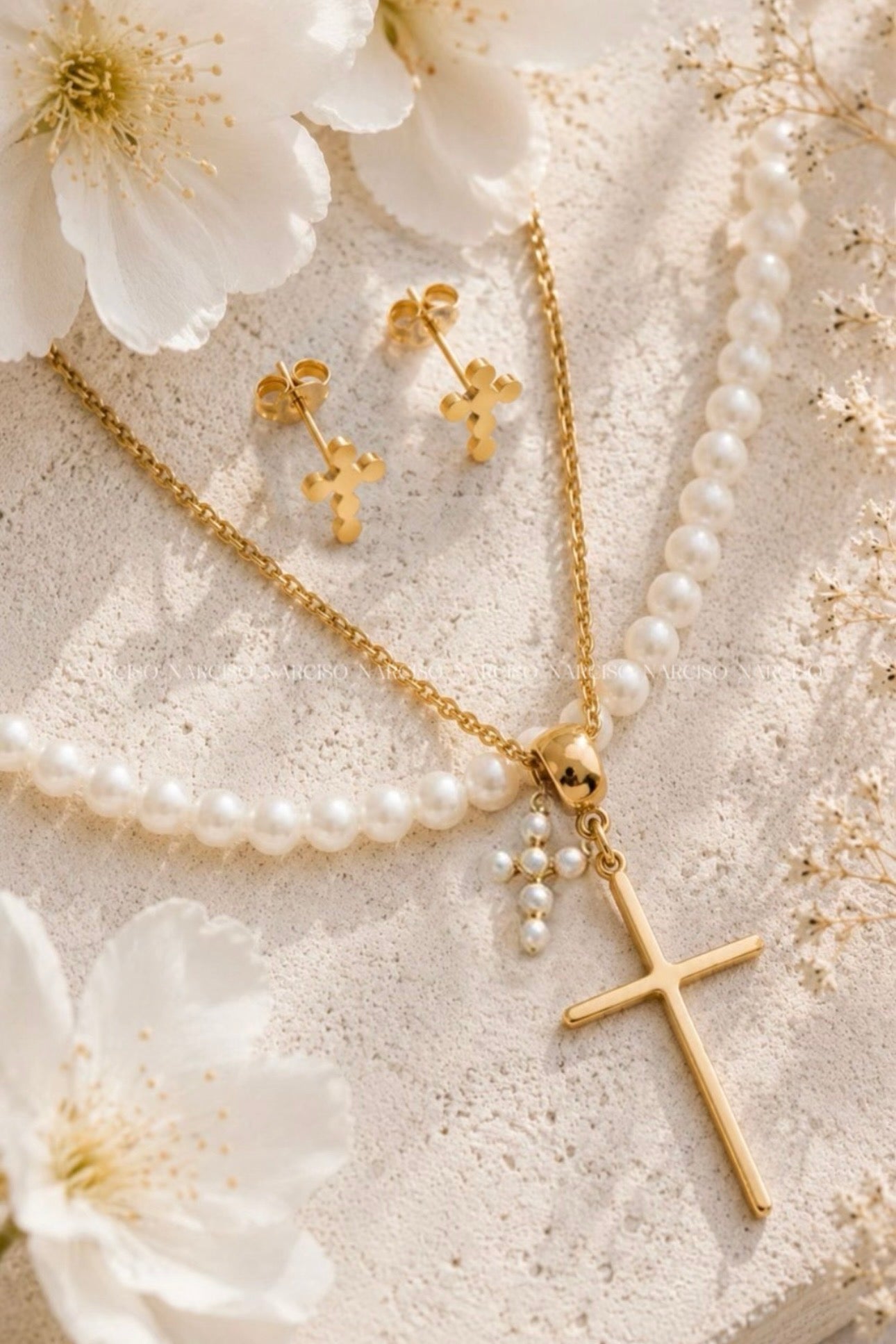 Set cruces y perlas
