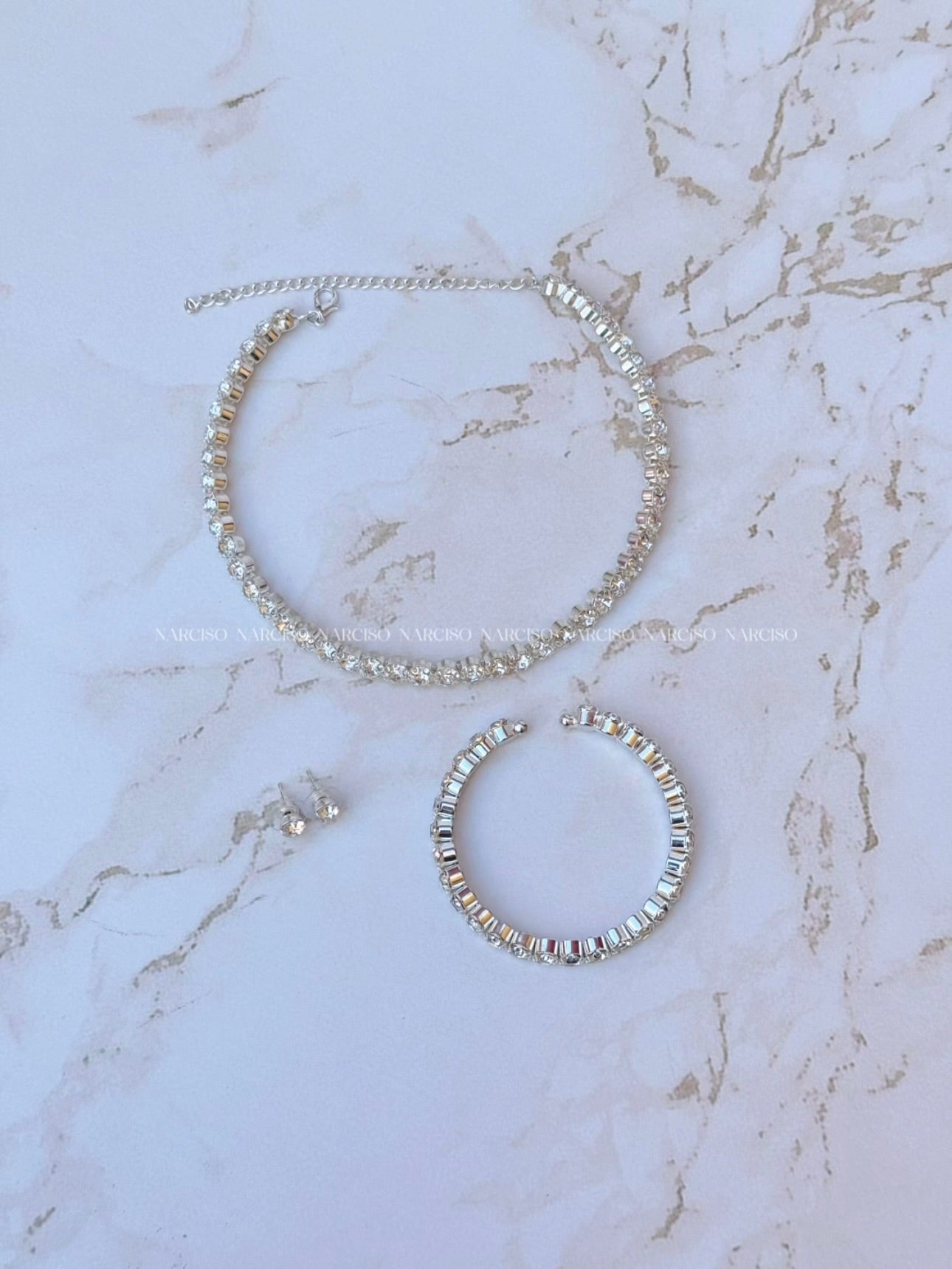 Set brillos plateado