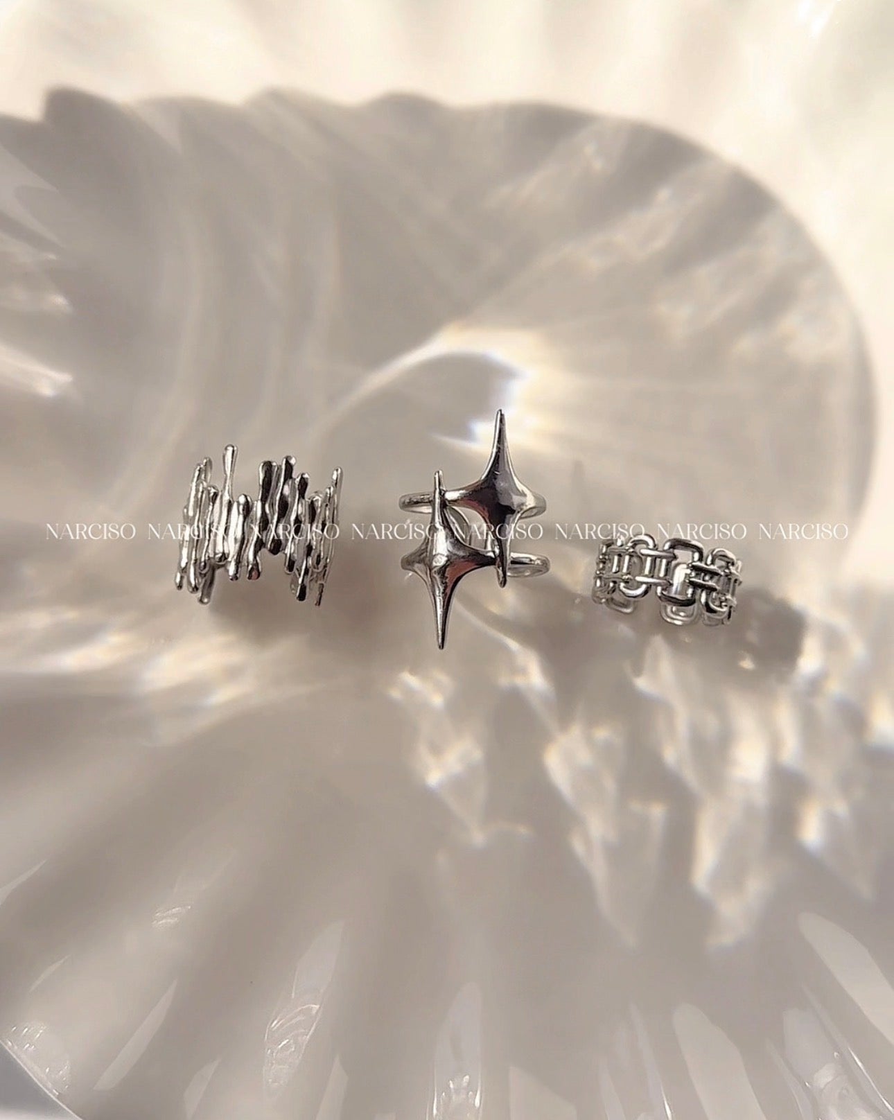 Set de 3 anillos plateados