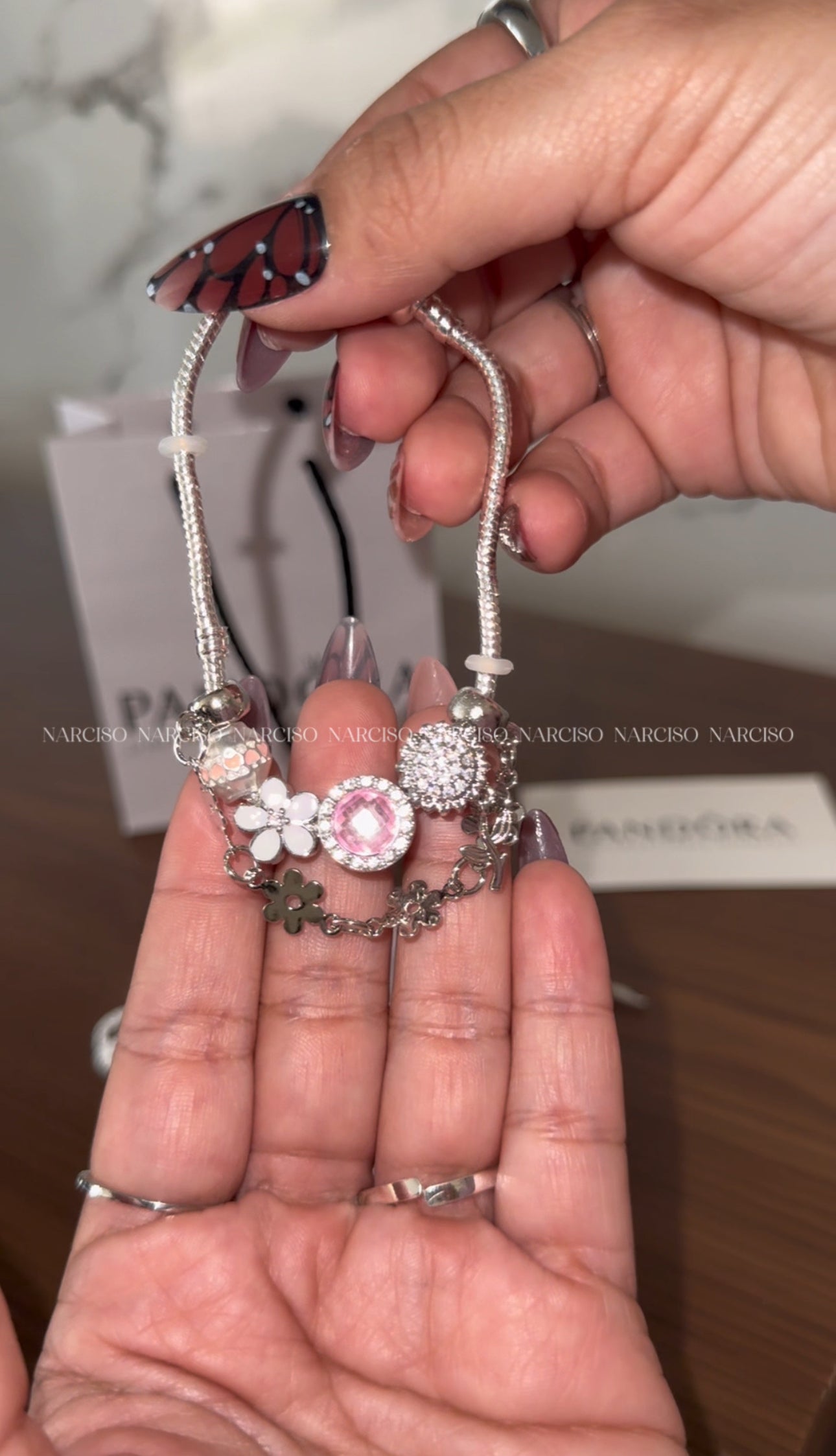 Pandora rosa flores y girasoles