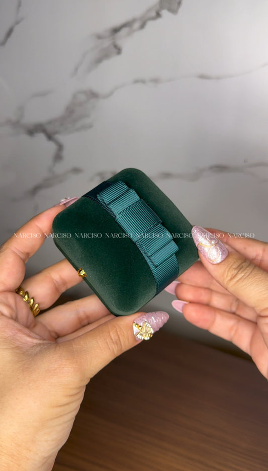 Joyero verde para anillo o aretes