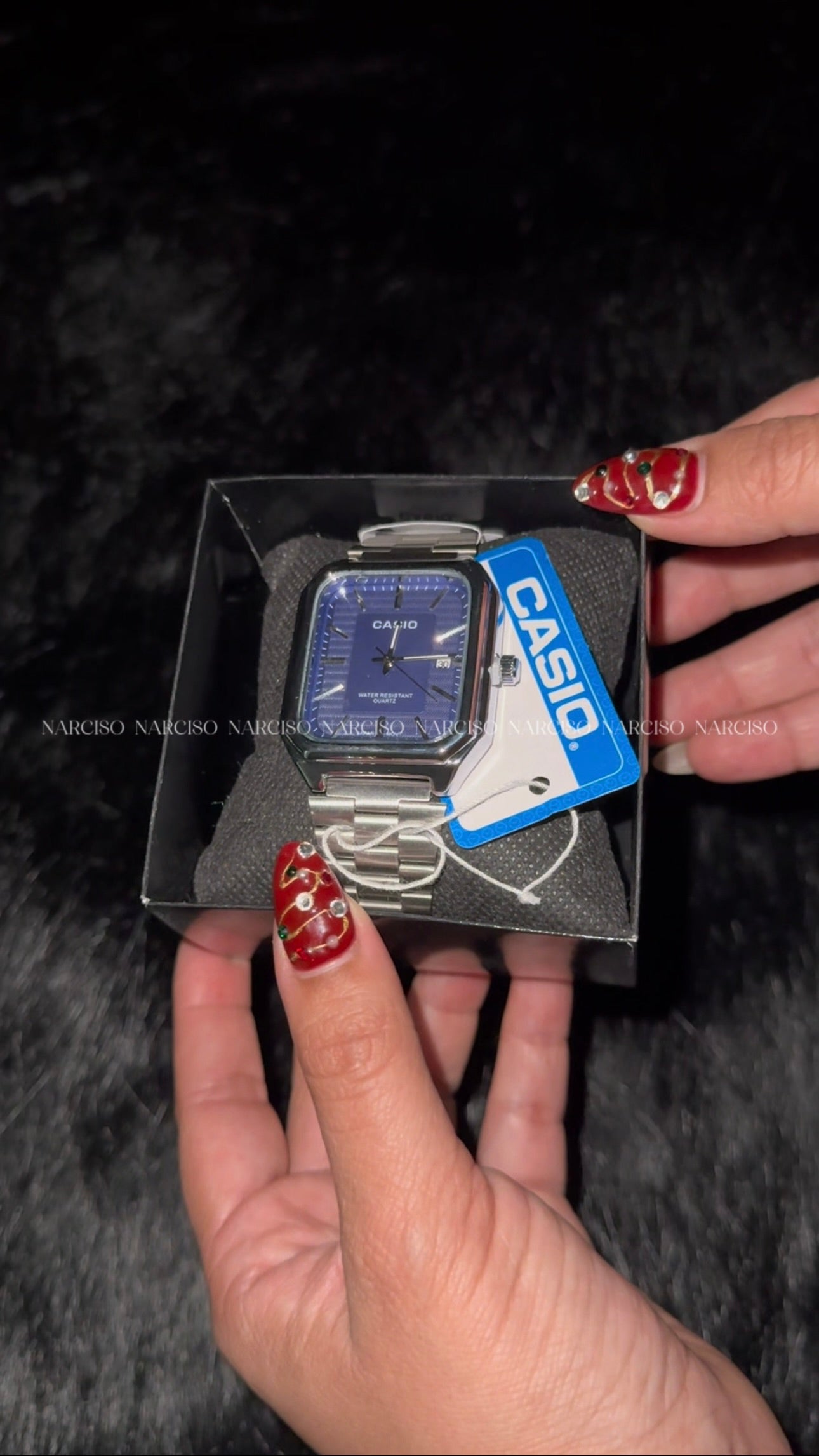 Casio azul plateado caballero