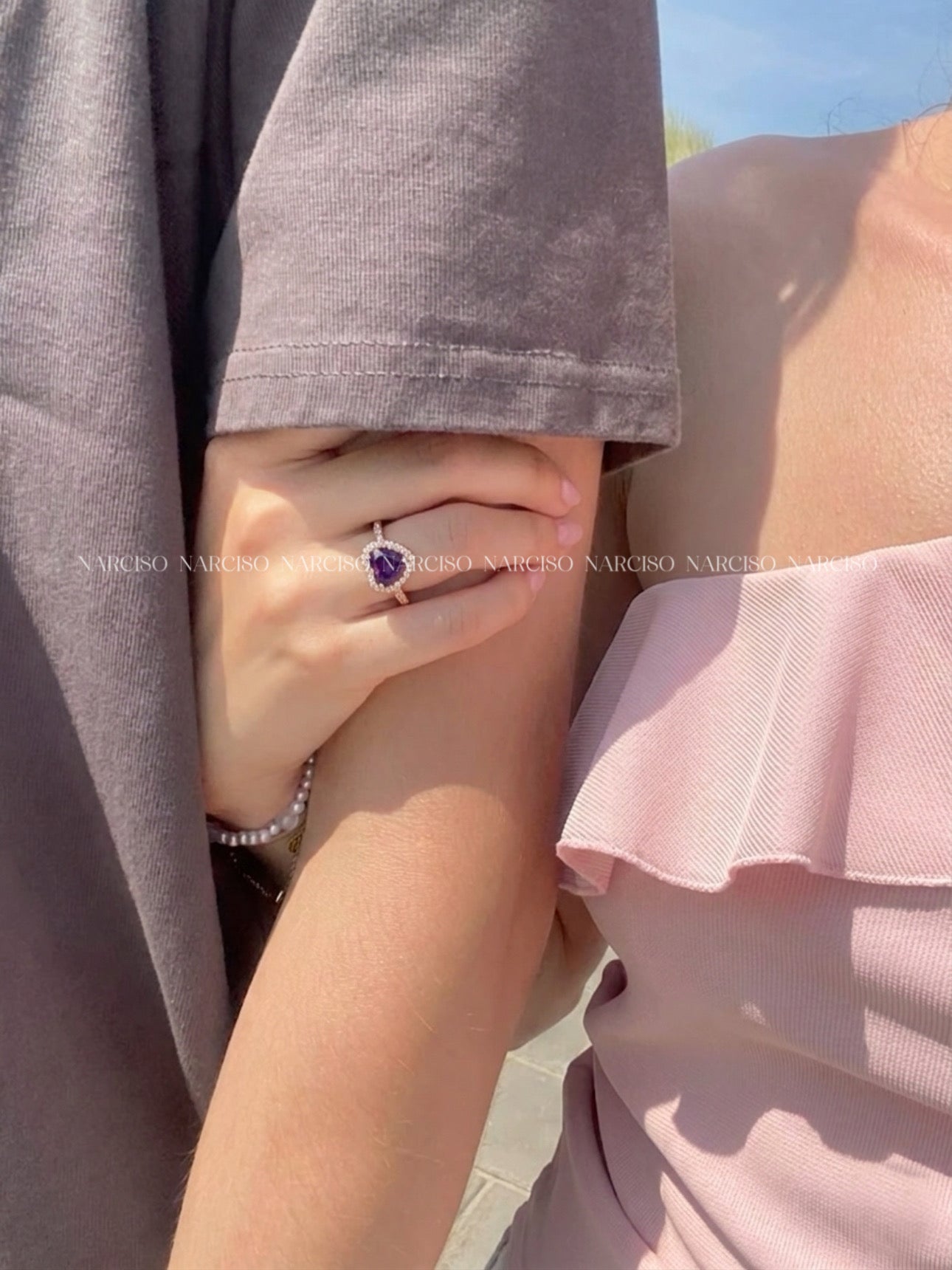 Anillo Pandora corazón morado