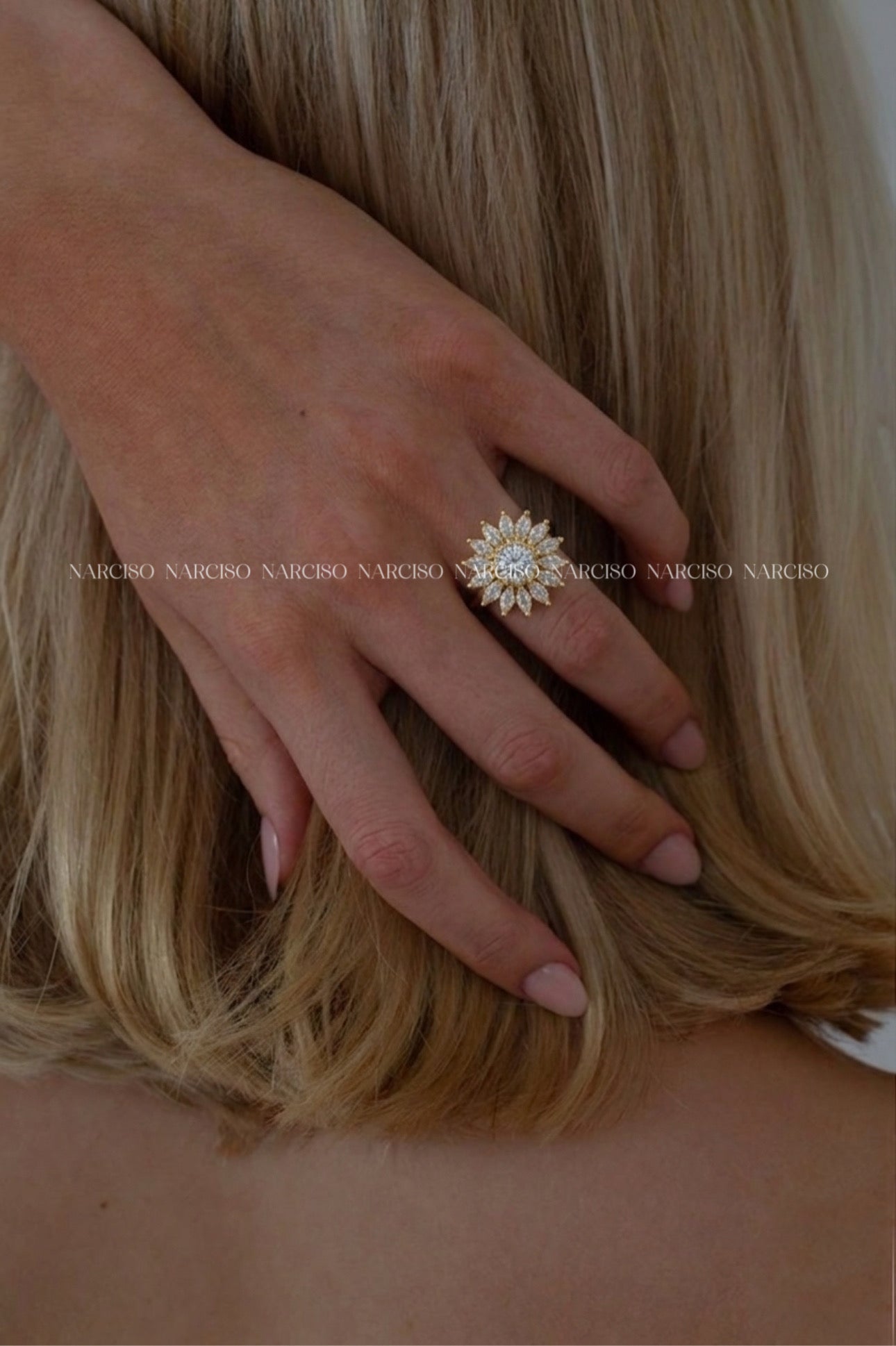 Anillo girasol giratorio