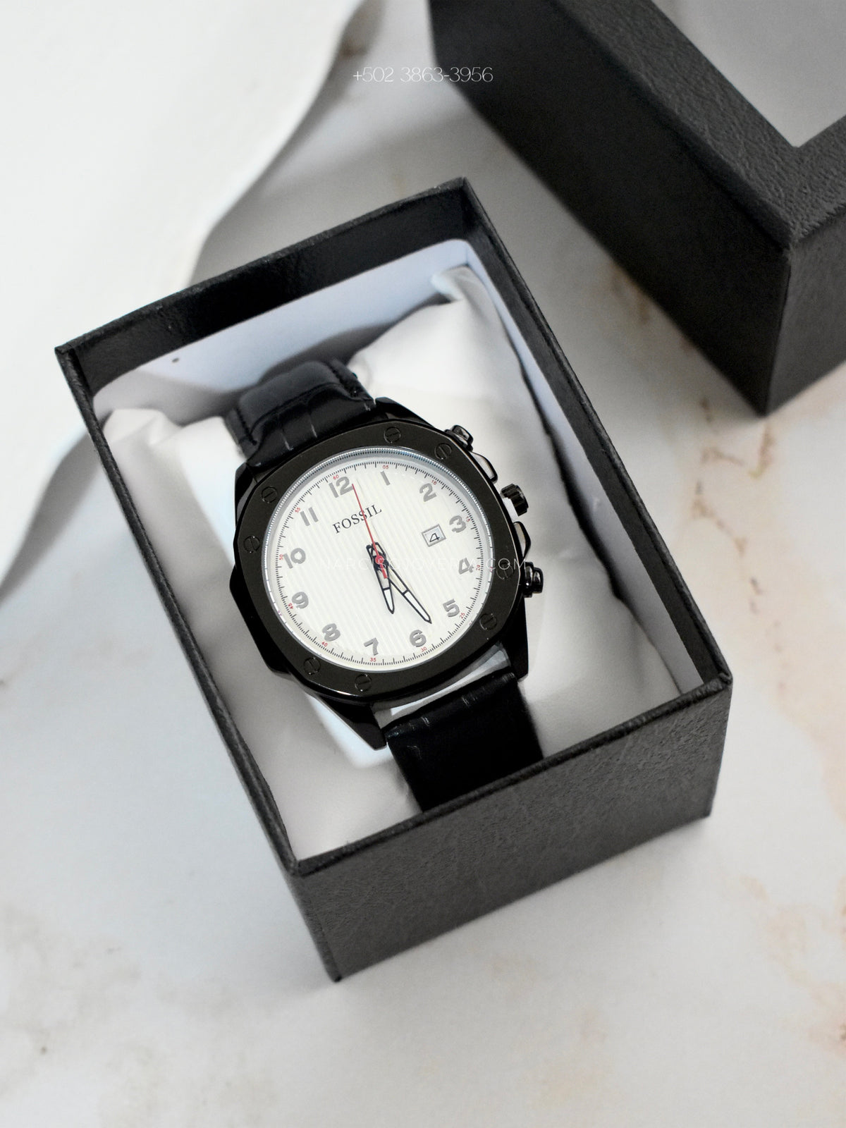 Fossil negro con blanco