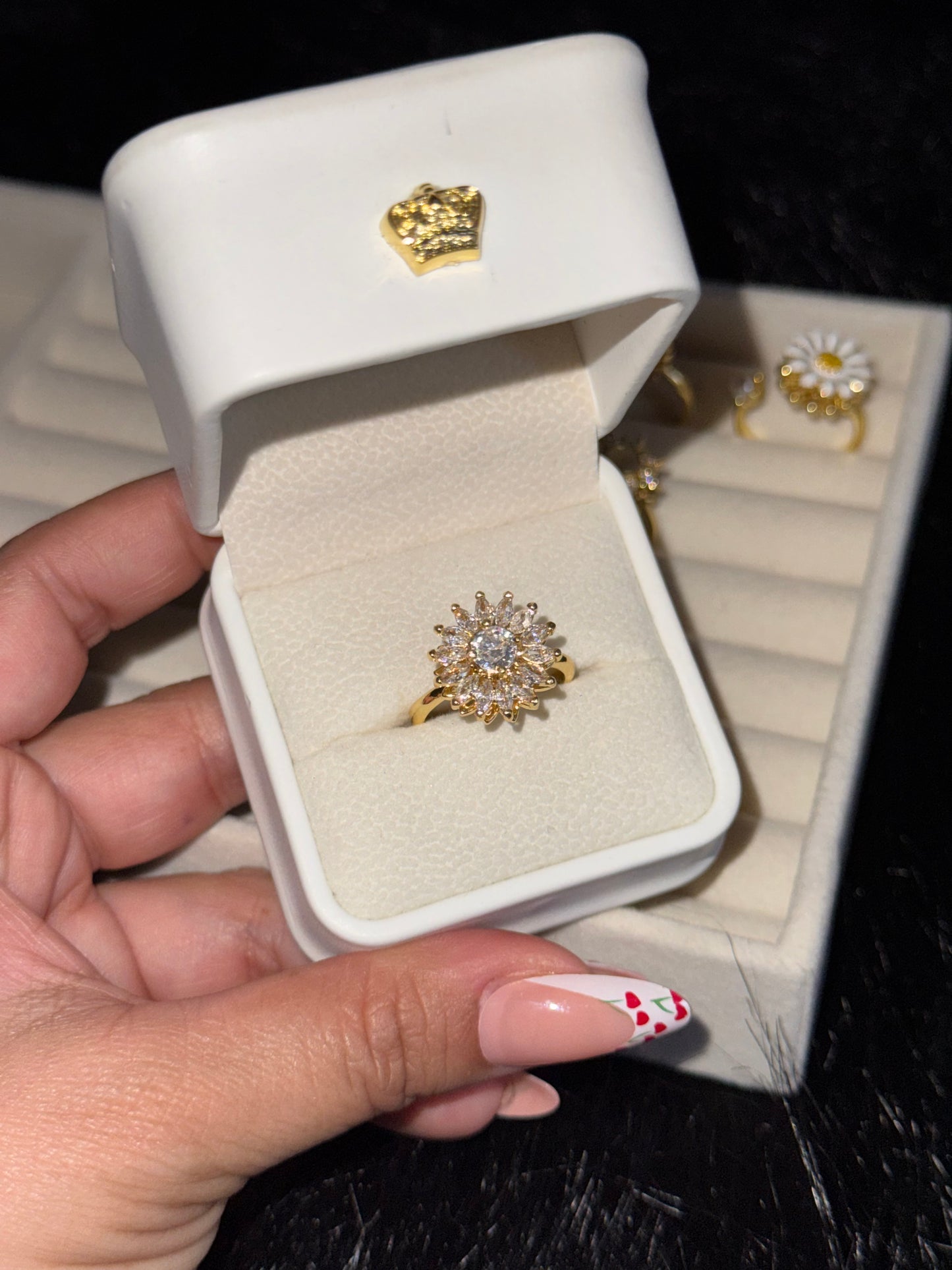 Anillo girasol giratorio