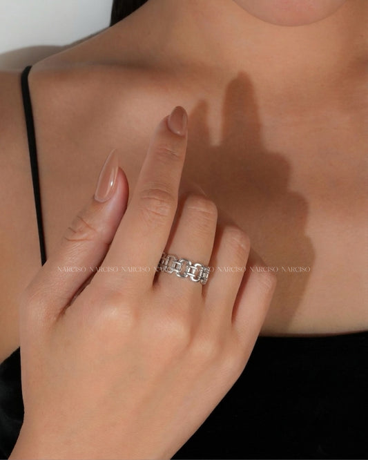 Anillo cadena plateado