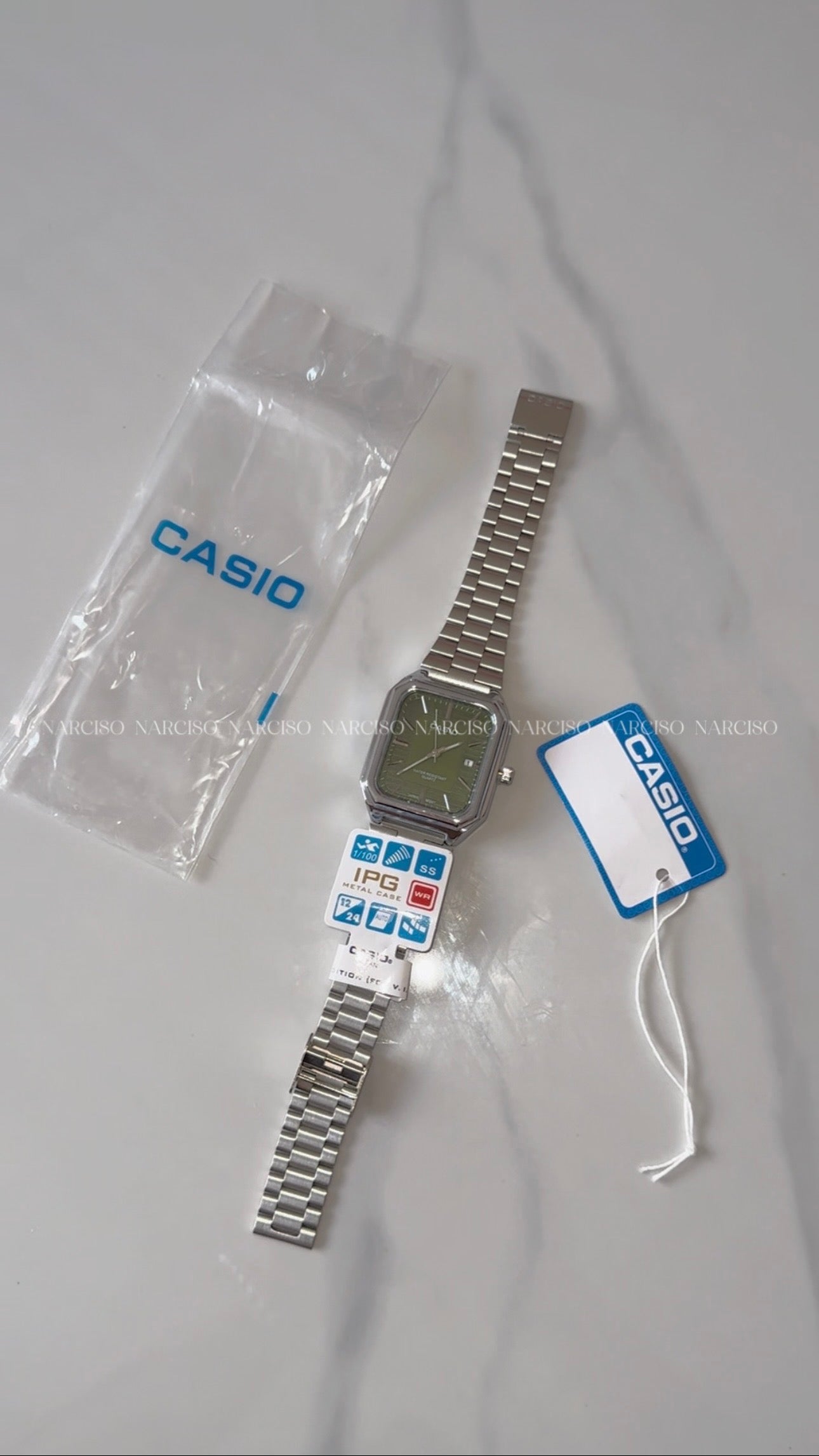 Casio verde plateado caballero