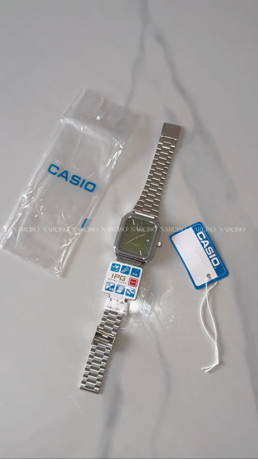 Casio verde plateado caballero