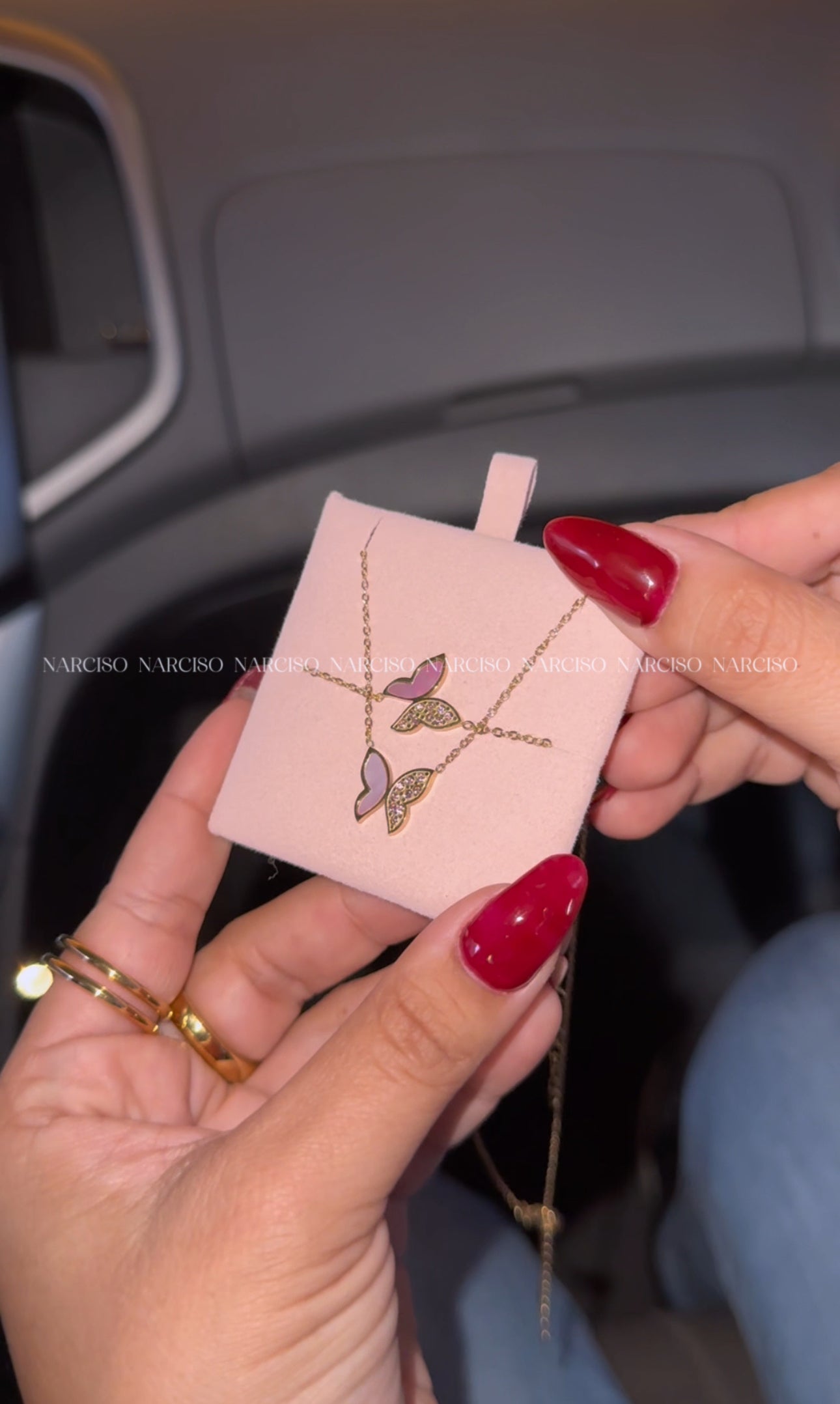Collar y pulsera mariposas