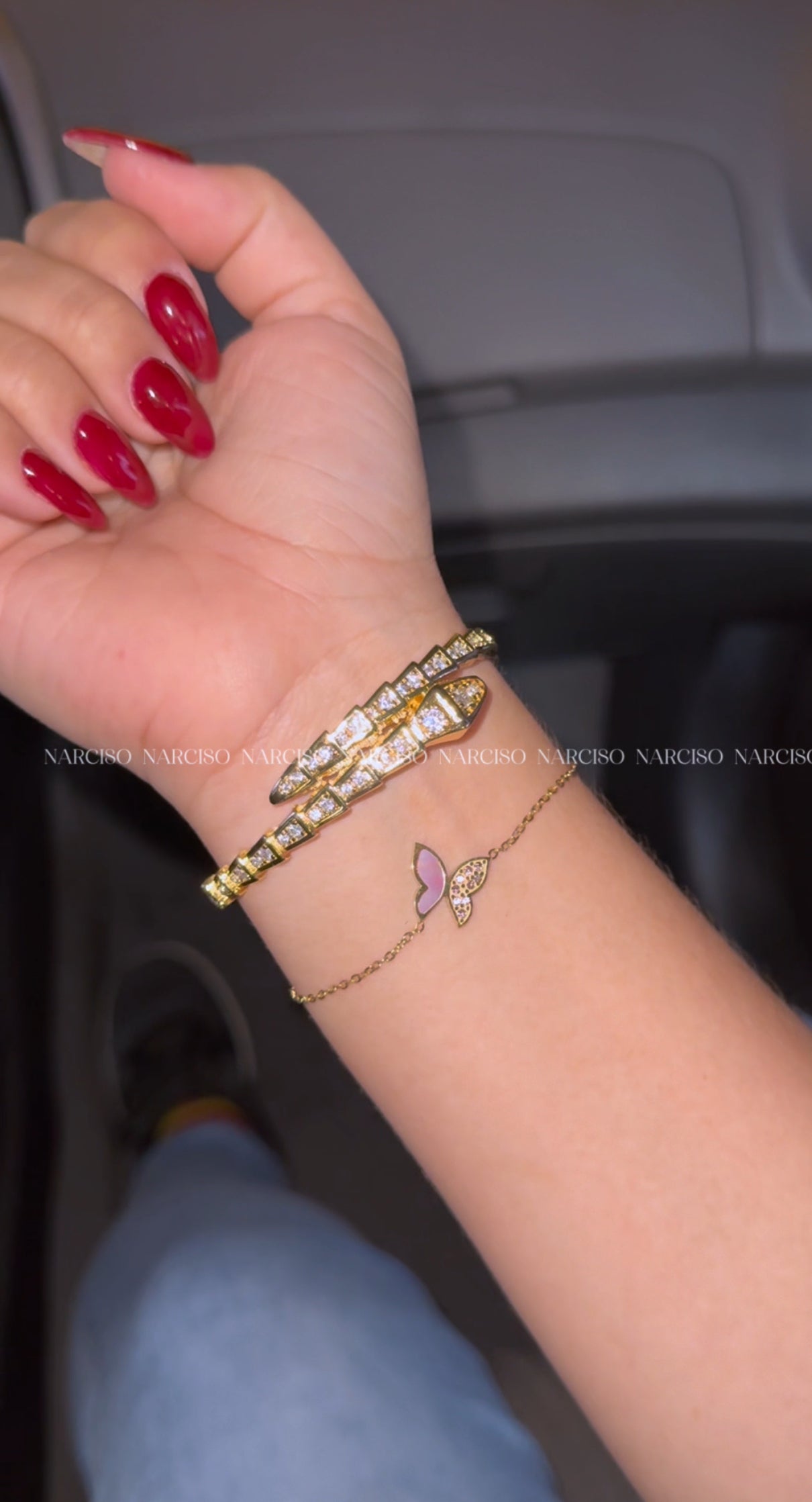 Collar y pulsera mariposas