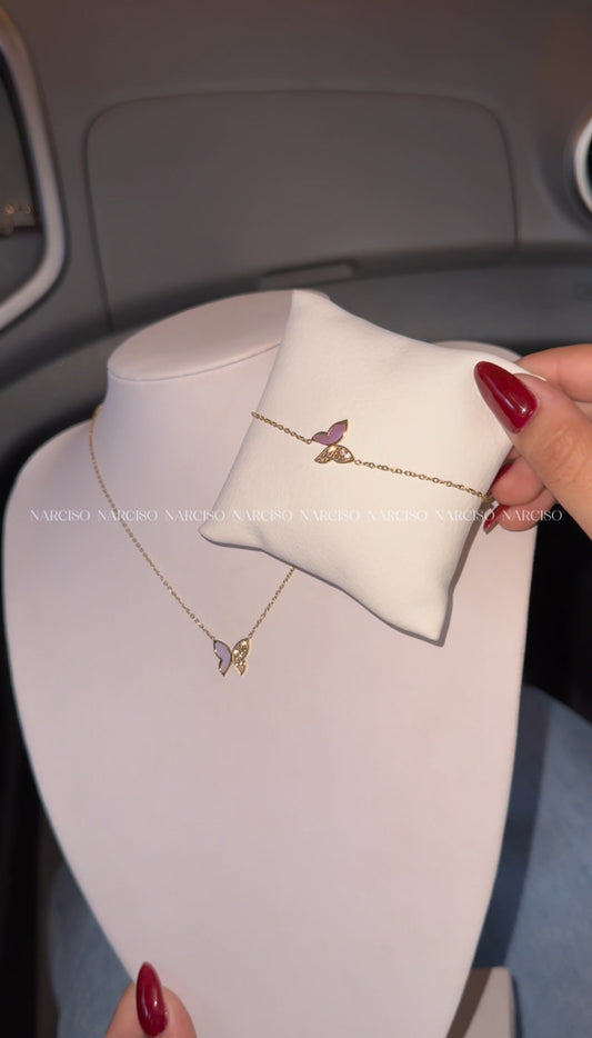 Collar y pulsera mariposas