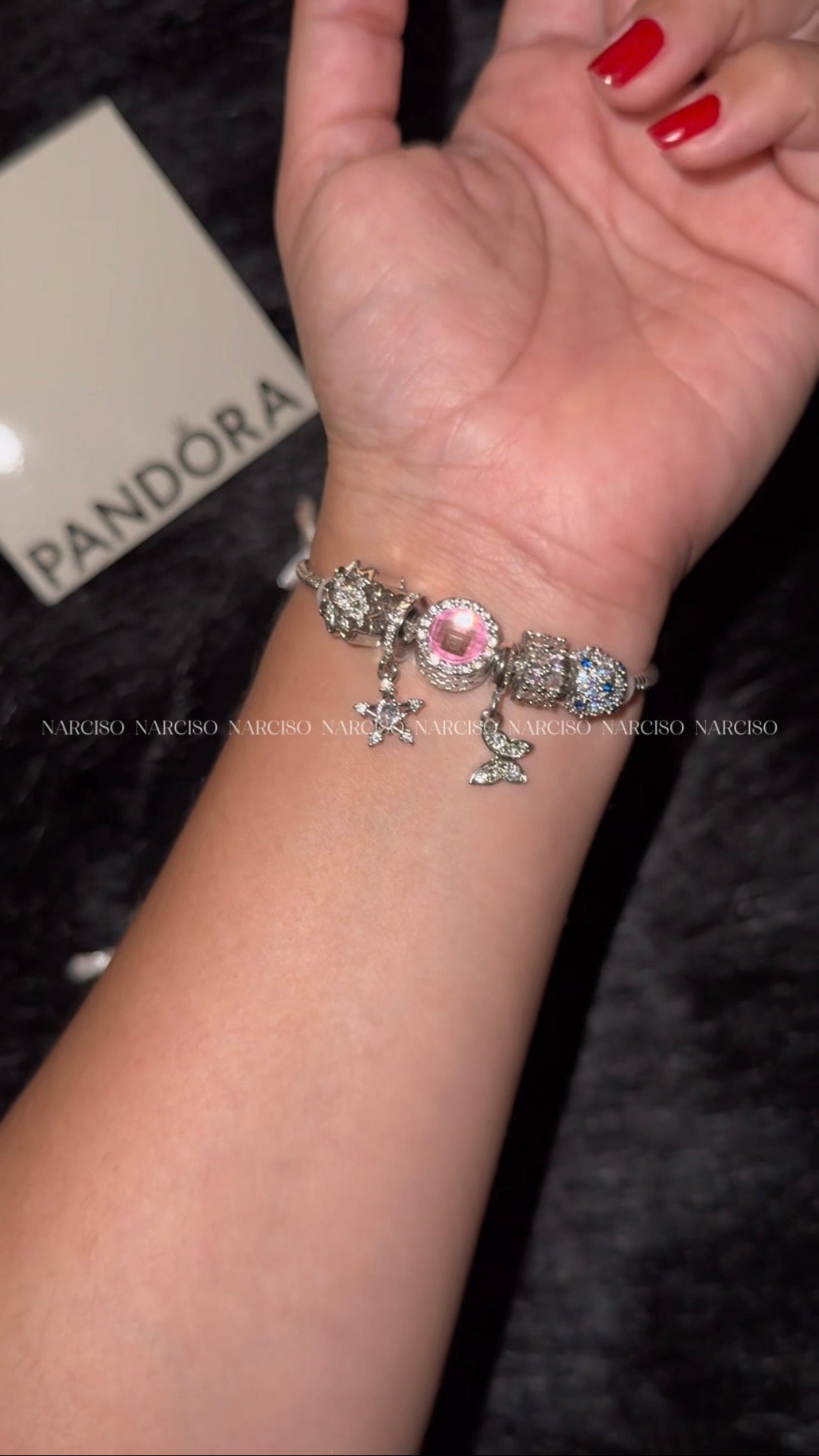 Pandora rosa mariposa, flor y estrella