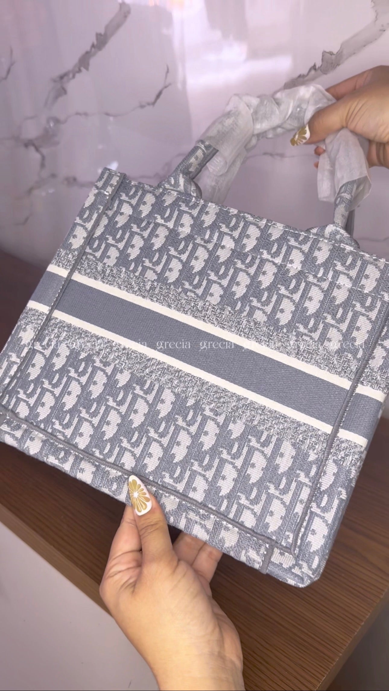 Dior Tote gris pequeña