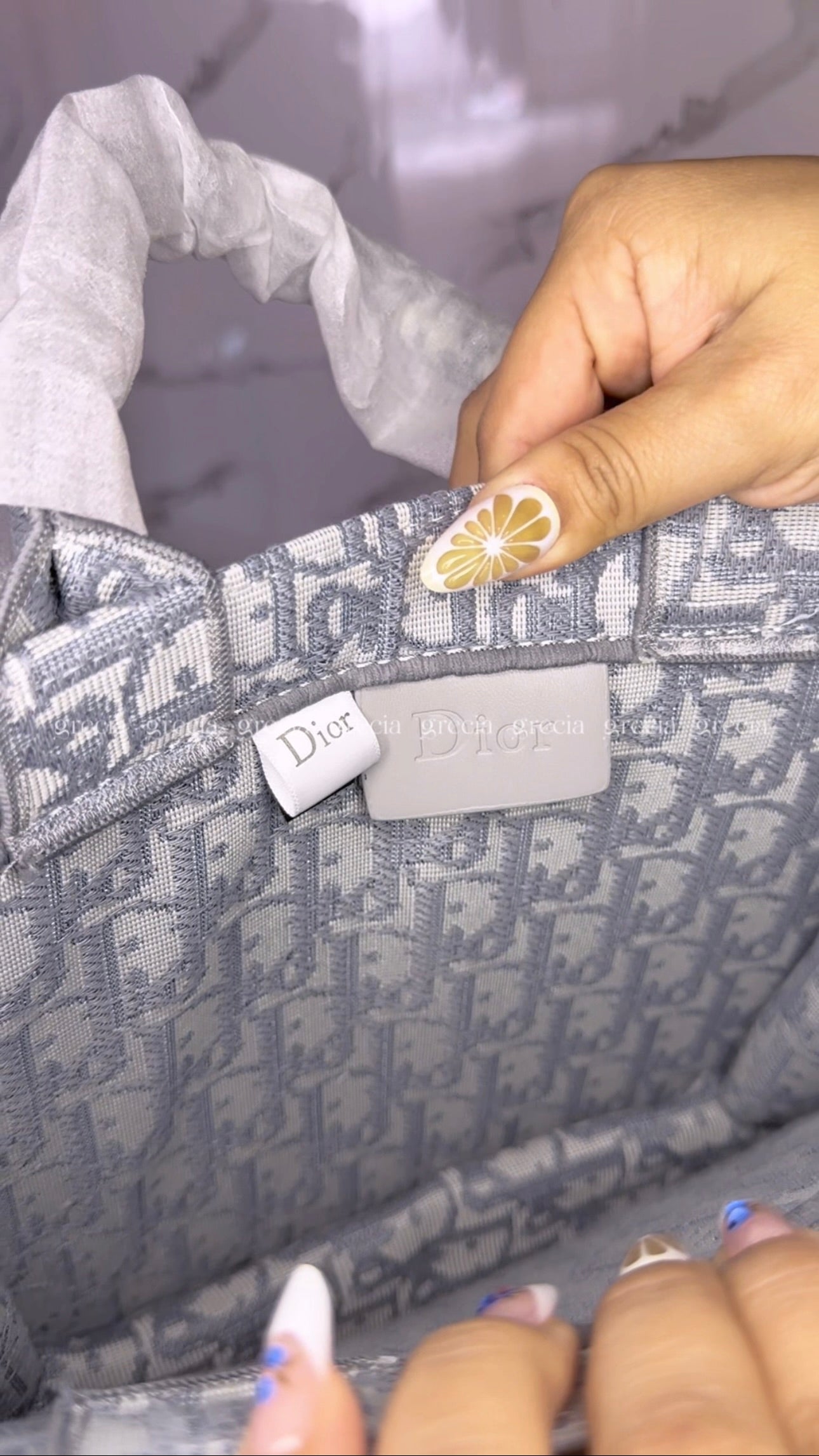 Dior Tote gris pequeña