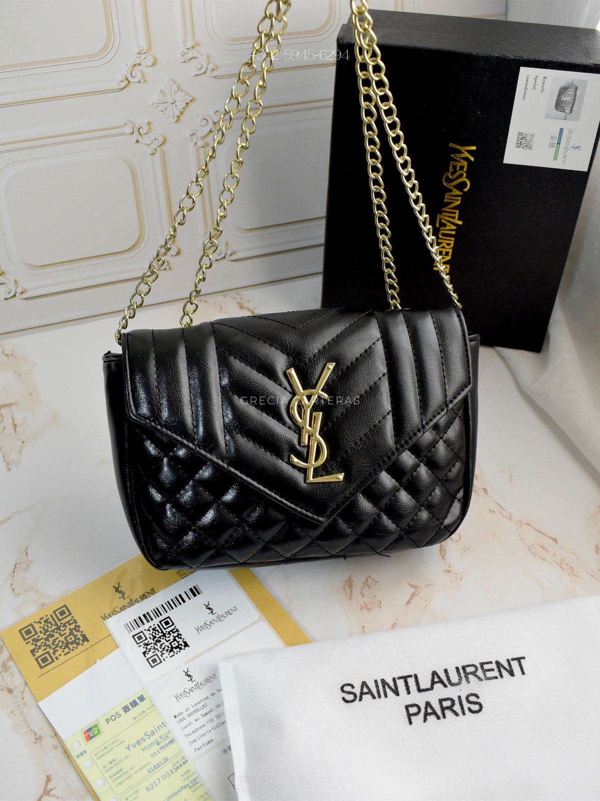 YSL negra de cuerina
