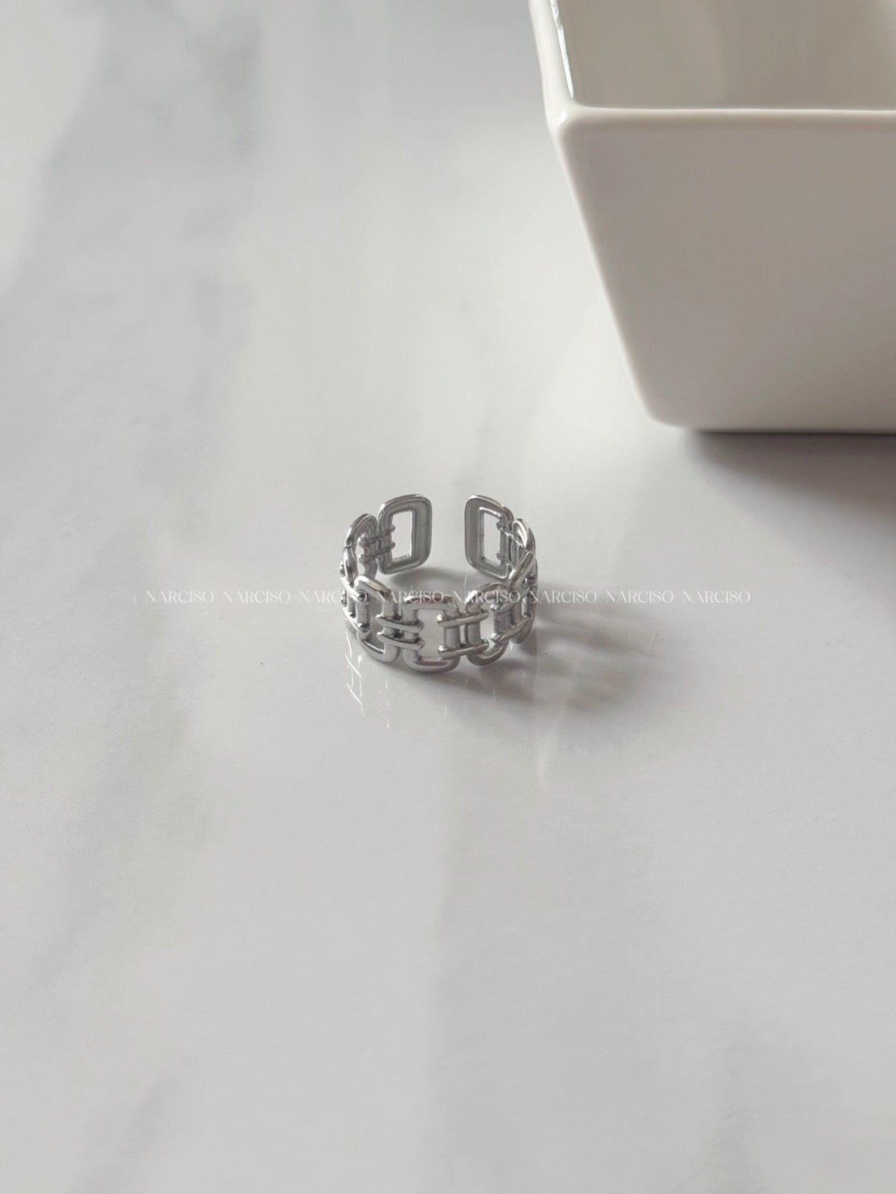 Anillo cadena plateado
