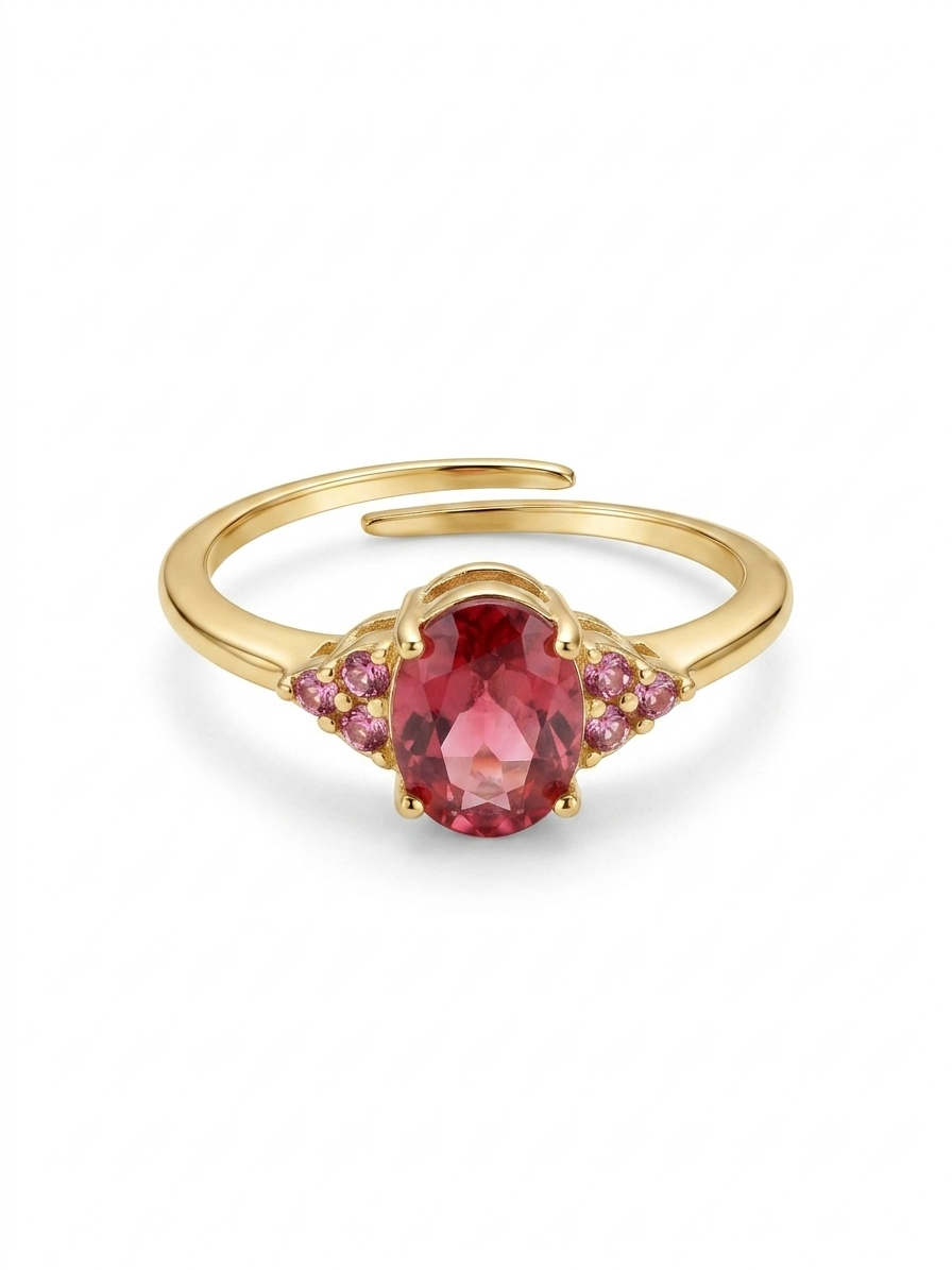 Anillo de promesa con cristales rojos