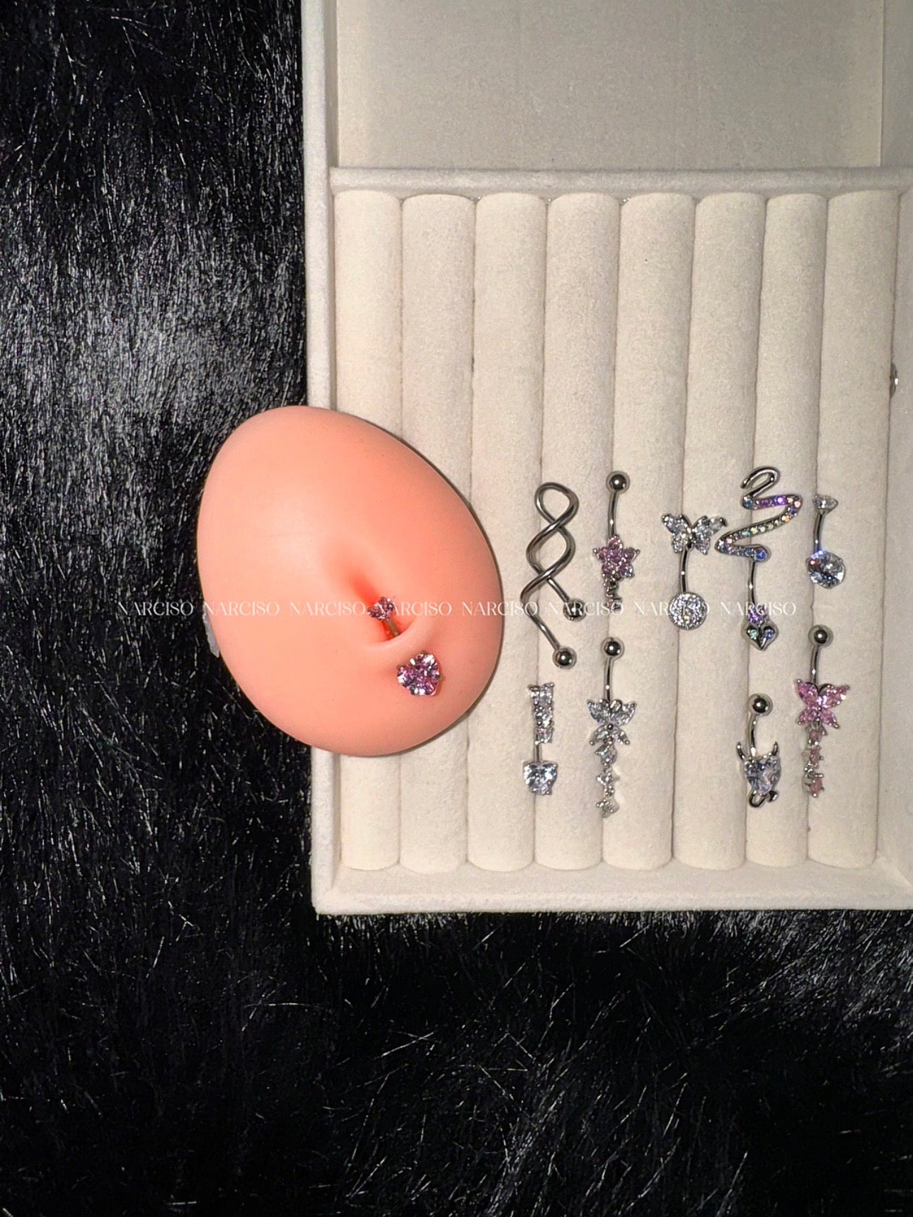 Doble zirconia de corazones en rosado