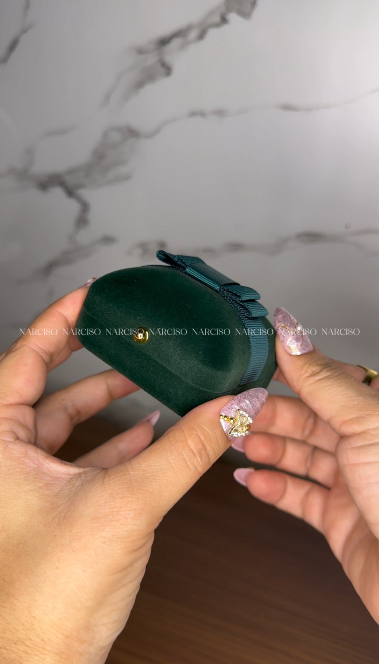 Joyero verde para anillo o aretes
