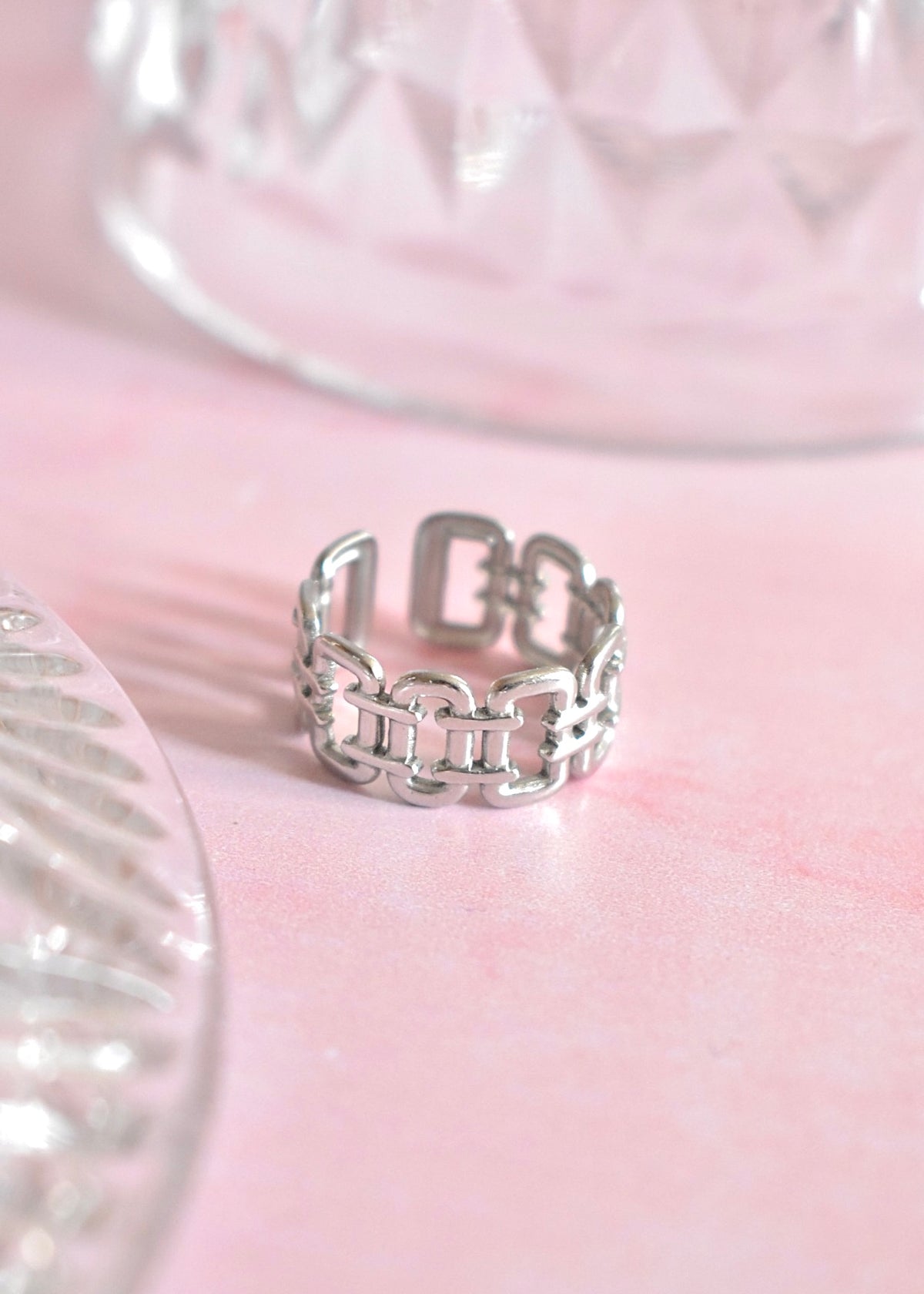 Anillo cadena plateado