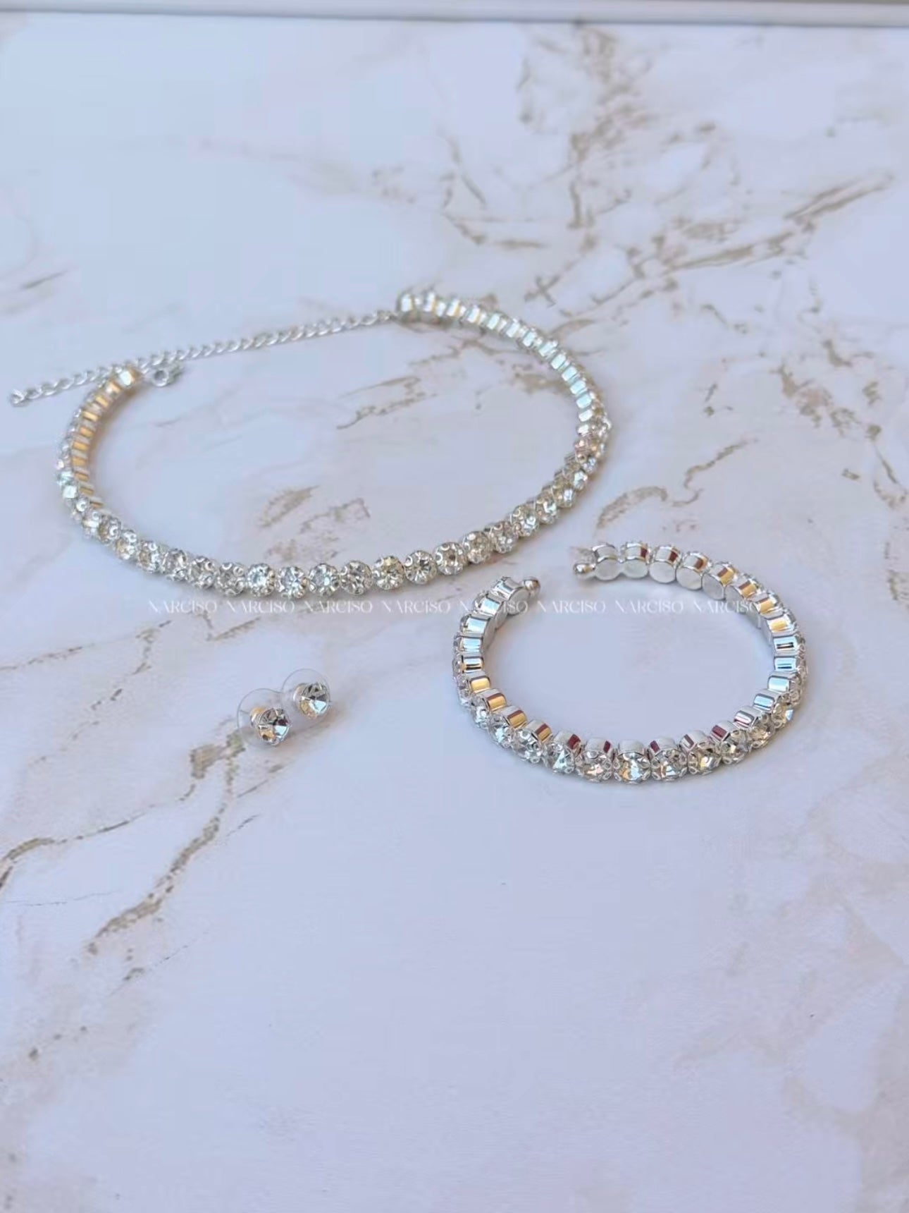 Set brillos plateado