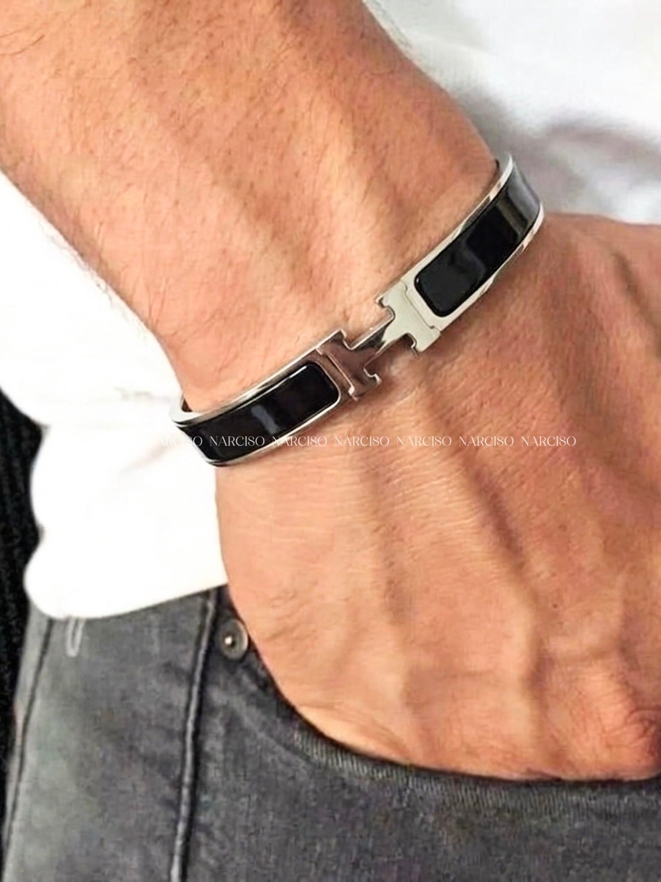 Inspo Hermes negro plateado