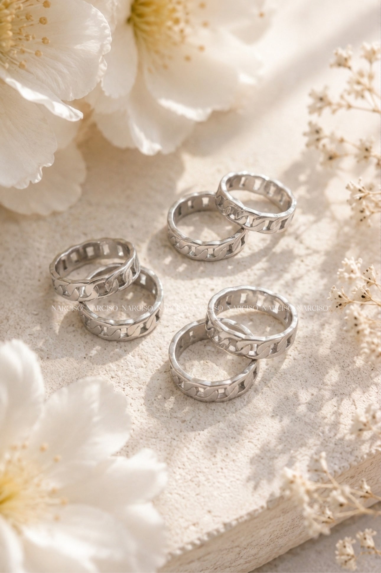 Anillo cadena plateado