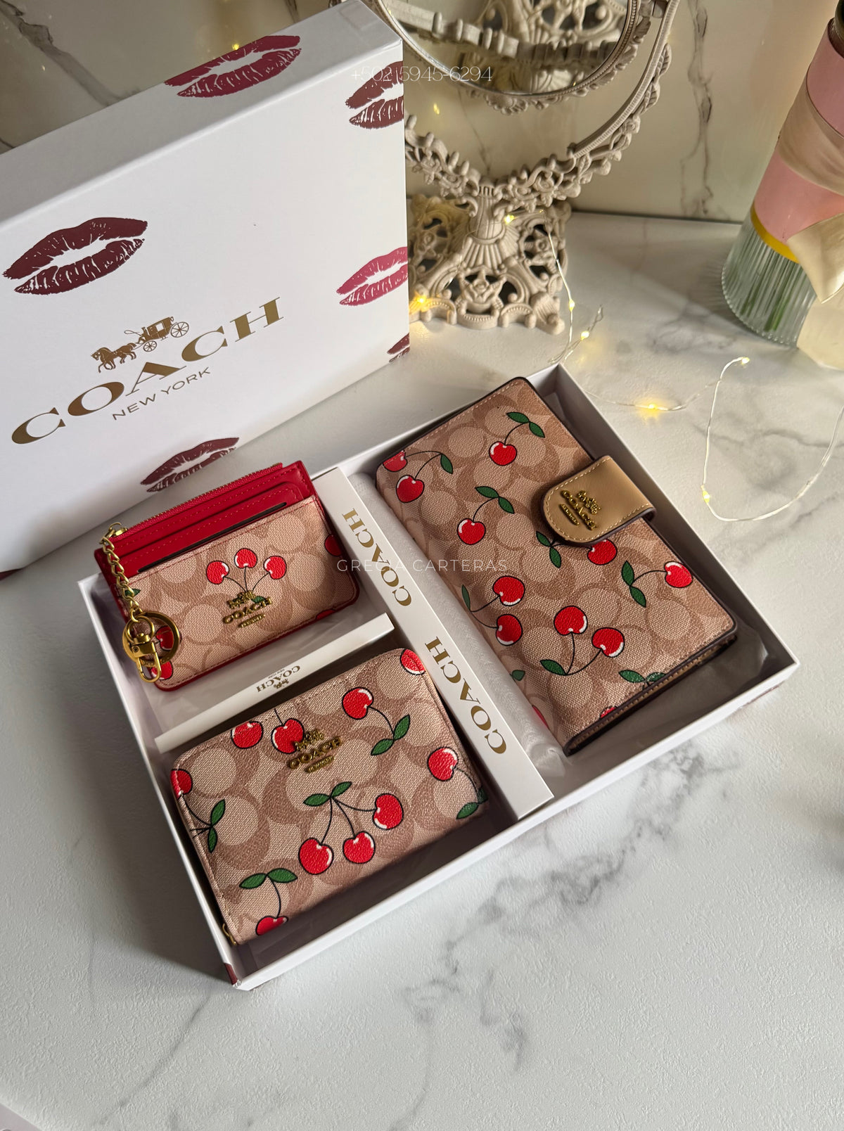 Set Coach café rojo