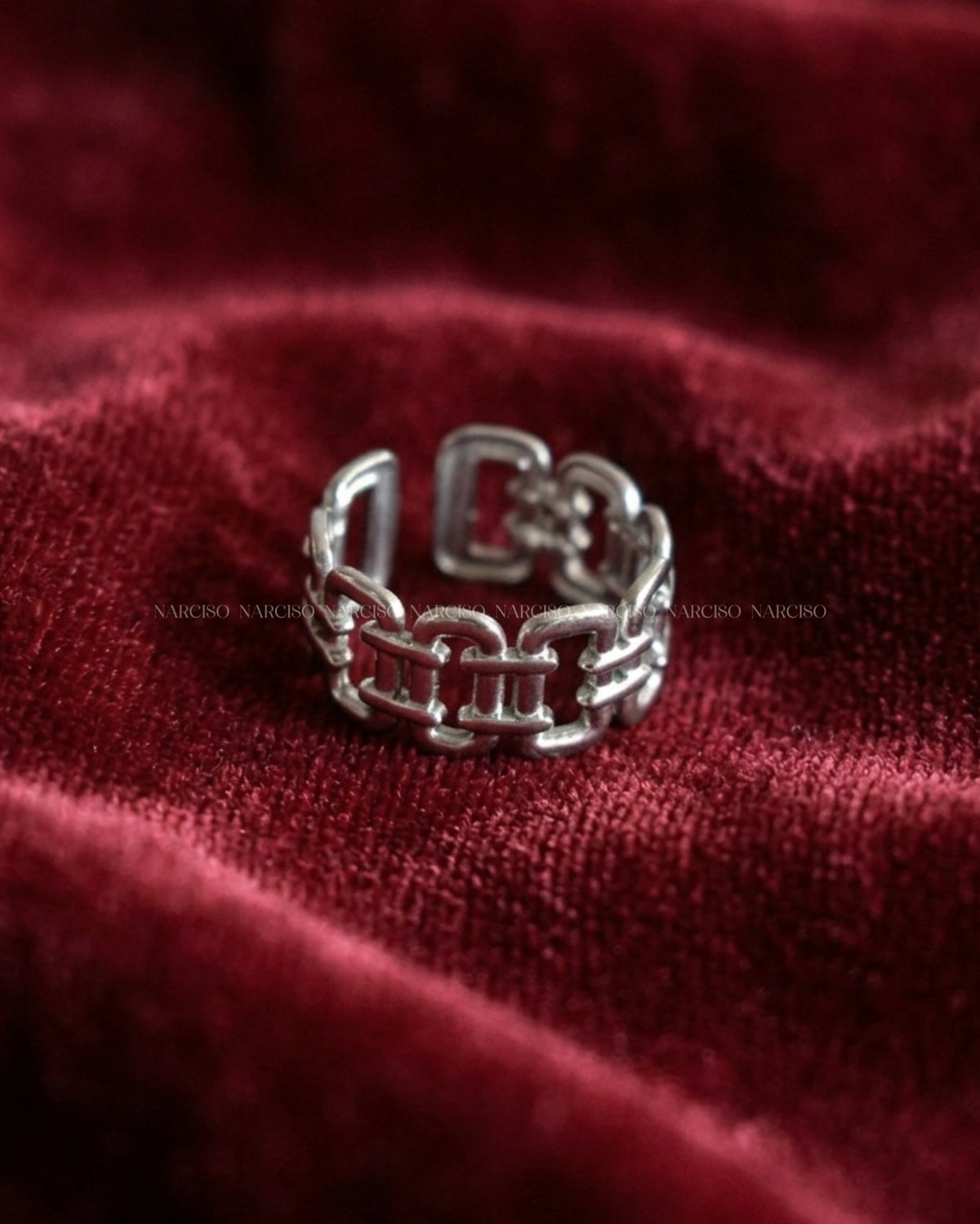 Anillo cadena plateado
