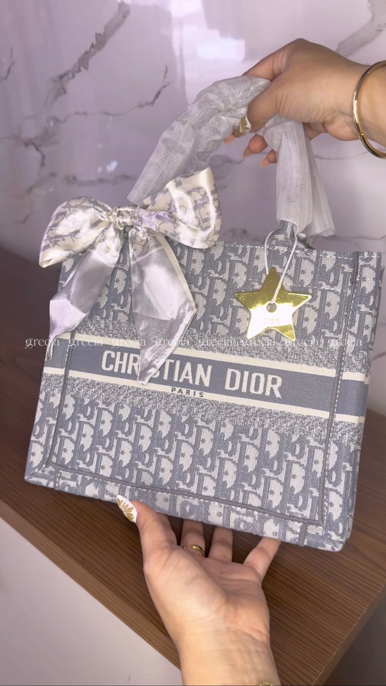 Dior Tote gris pequeña
