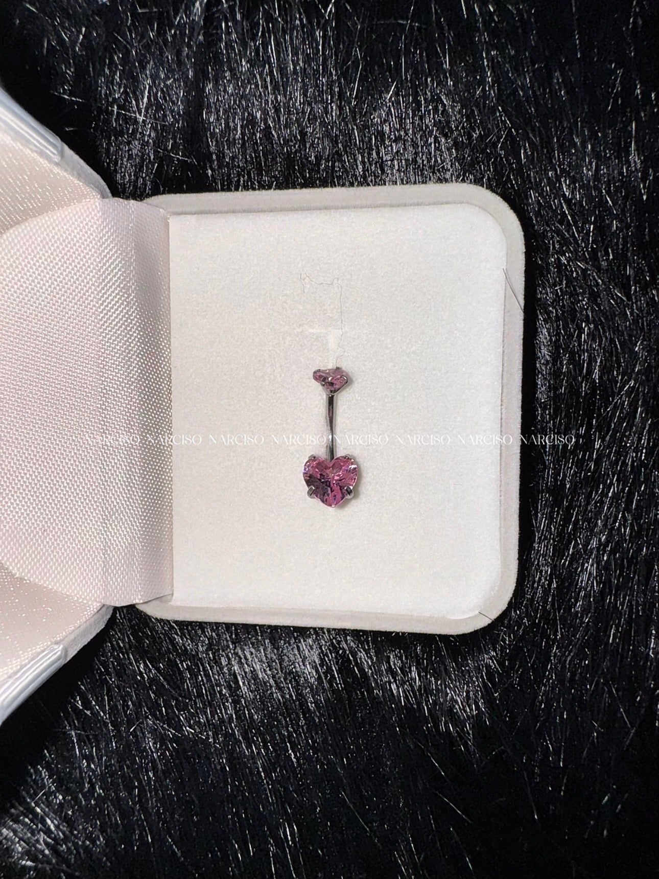 Doble zirconia de corazones en rosado