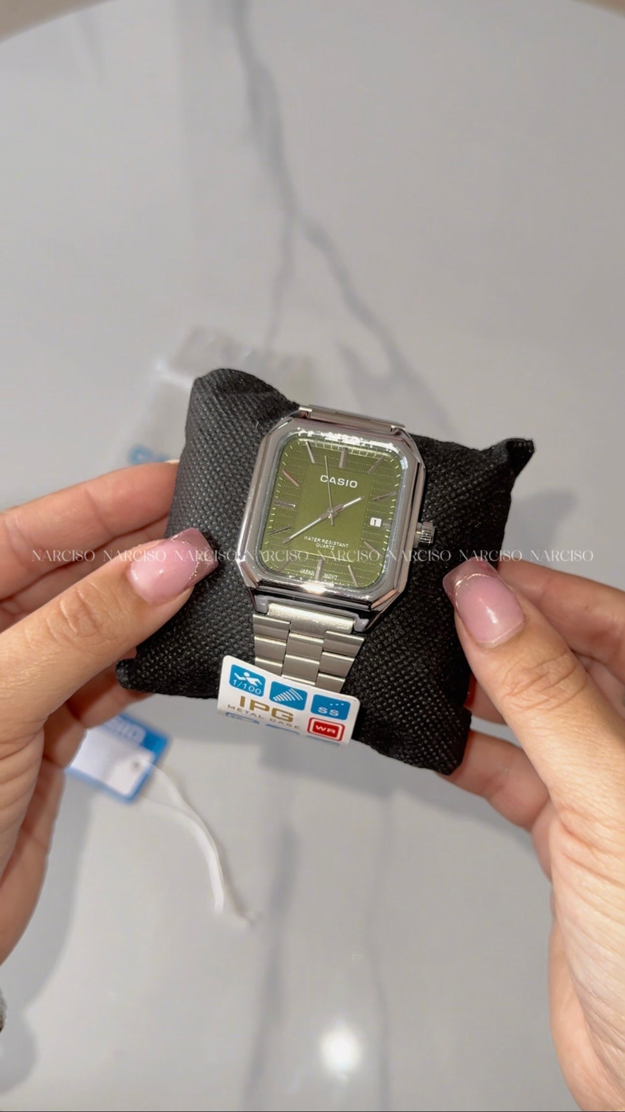 Casio verde plateado caballero