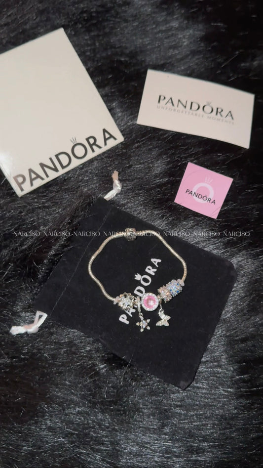 Pandora rosa mariposa, flor y estrella